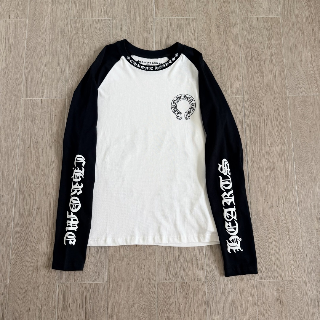 Chrome Hearts CH克罗心 长袖 袖子字体 后背大马蹄   黑白
