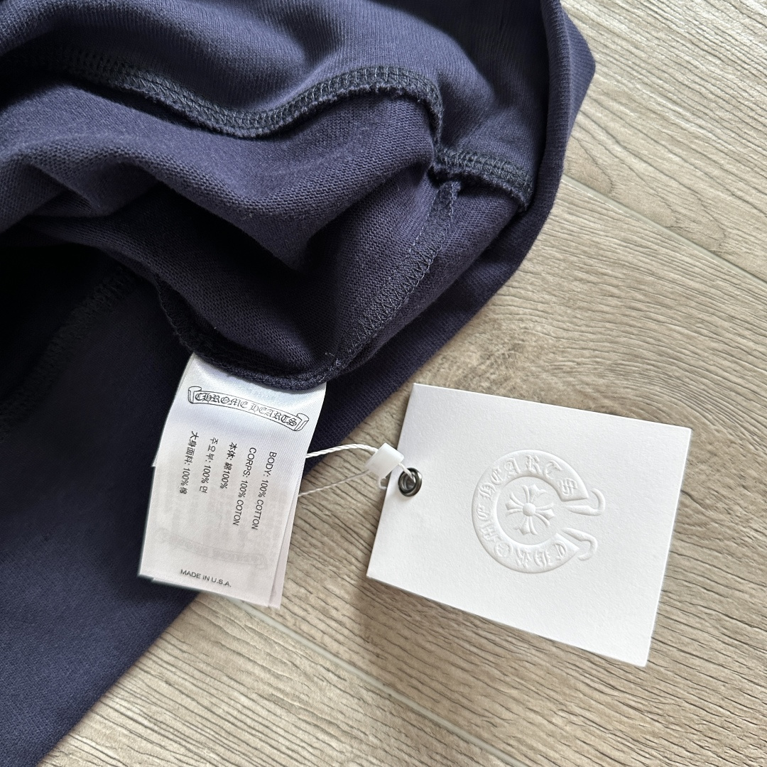 Chrome Hearts CH 女款 克罗心V领修身  短袖 T恤 藤蔓十字架  深灰色