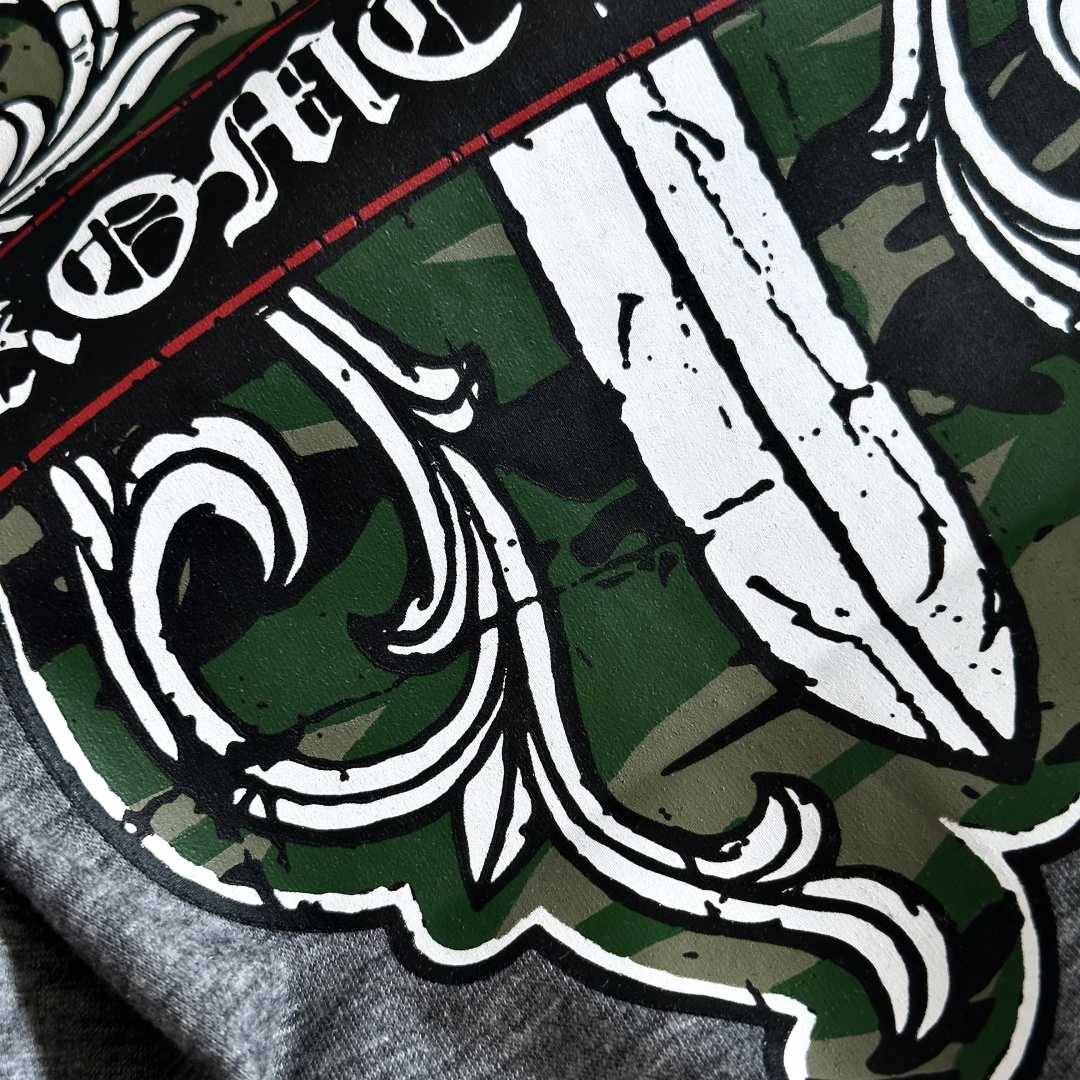 Chrome Hearts CH 女款 克罗心V领修身  短袖 T恤 藤蔓十字架  浅灰色