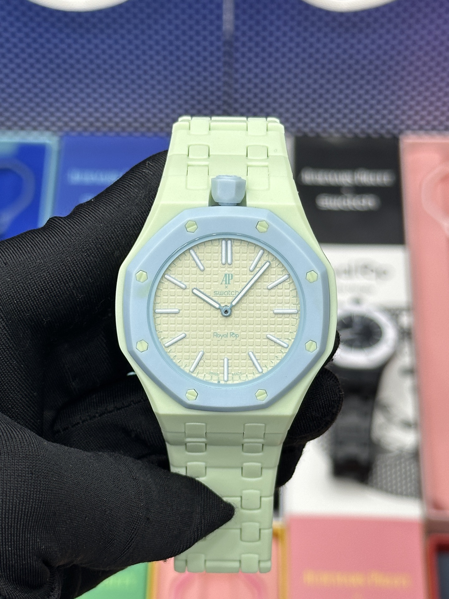  SWATCH 斯沃琪 x Audemars Piguet 爱彼 机械机芯Royal pop 多巴胺色彩时尚潮流学生情侣 男女同款 腕表 