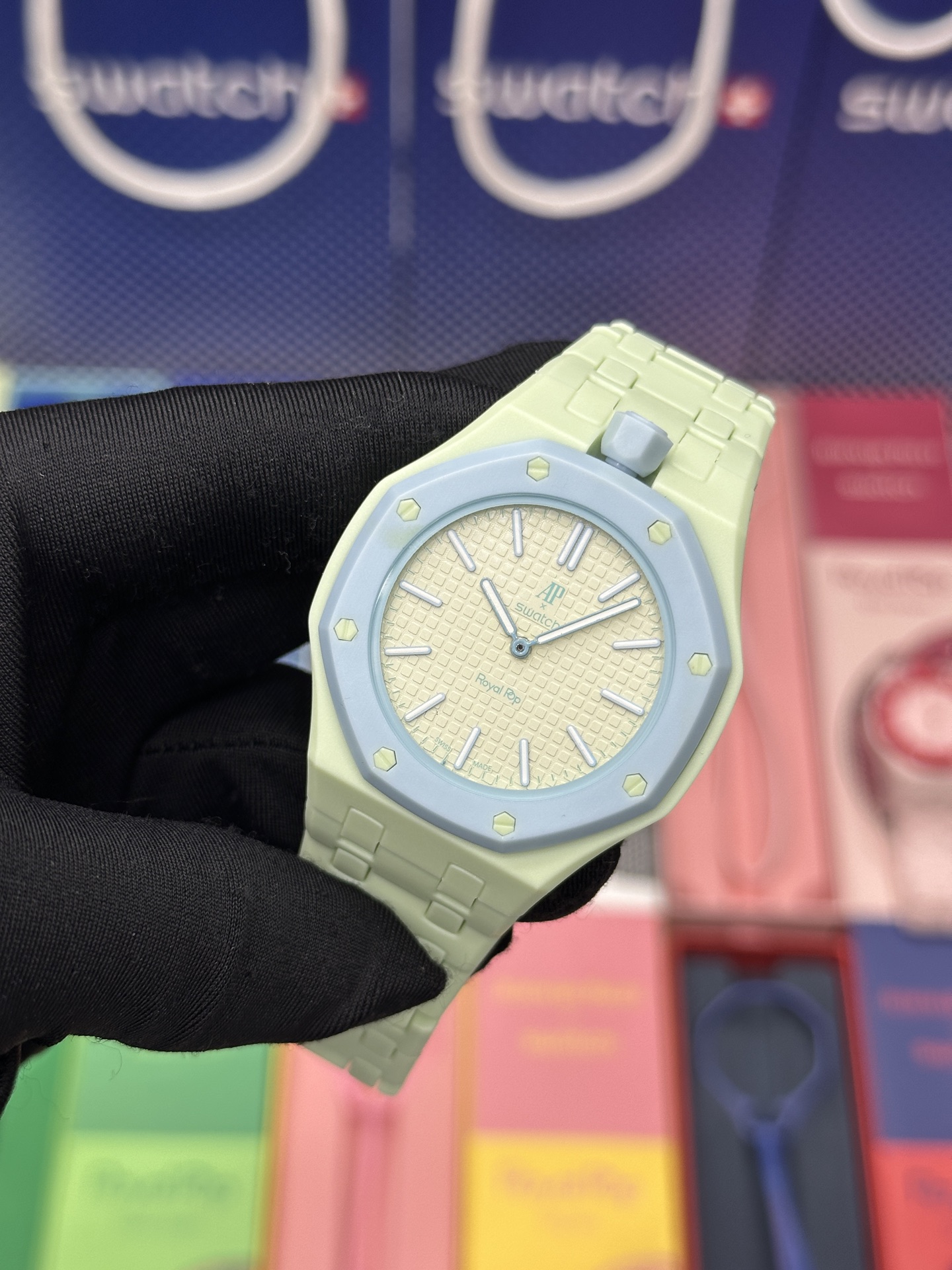  SWATCH 斯沃琪 x Audemars Piguet 爱彼 机械机芯Royal pop 多巴胺色彩时尚潮流学生情侣 男女同款 腕表 
