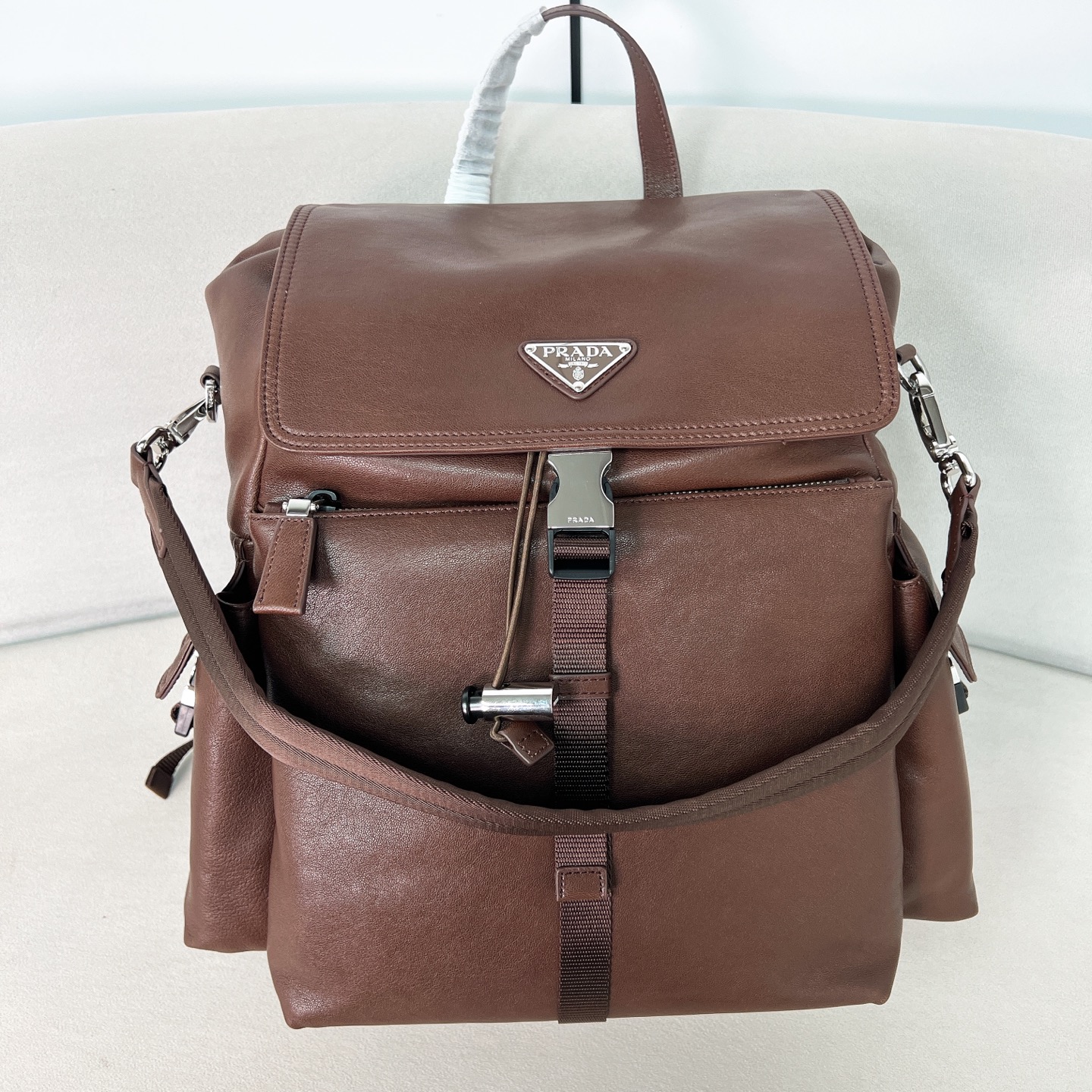 普拉达 PRADA  Explore  双肩包 尼龙 咖啡色 皮革  H0-2VZ118_2HE8_F0201