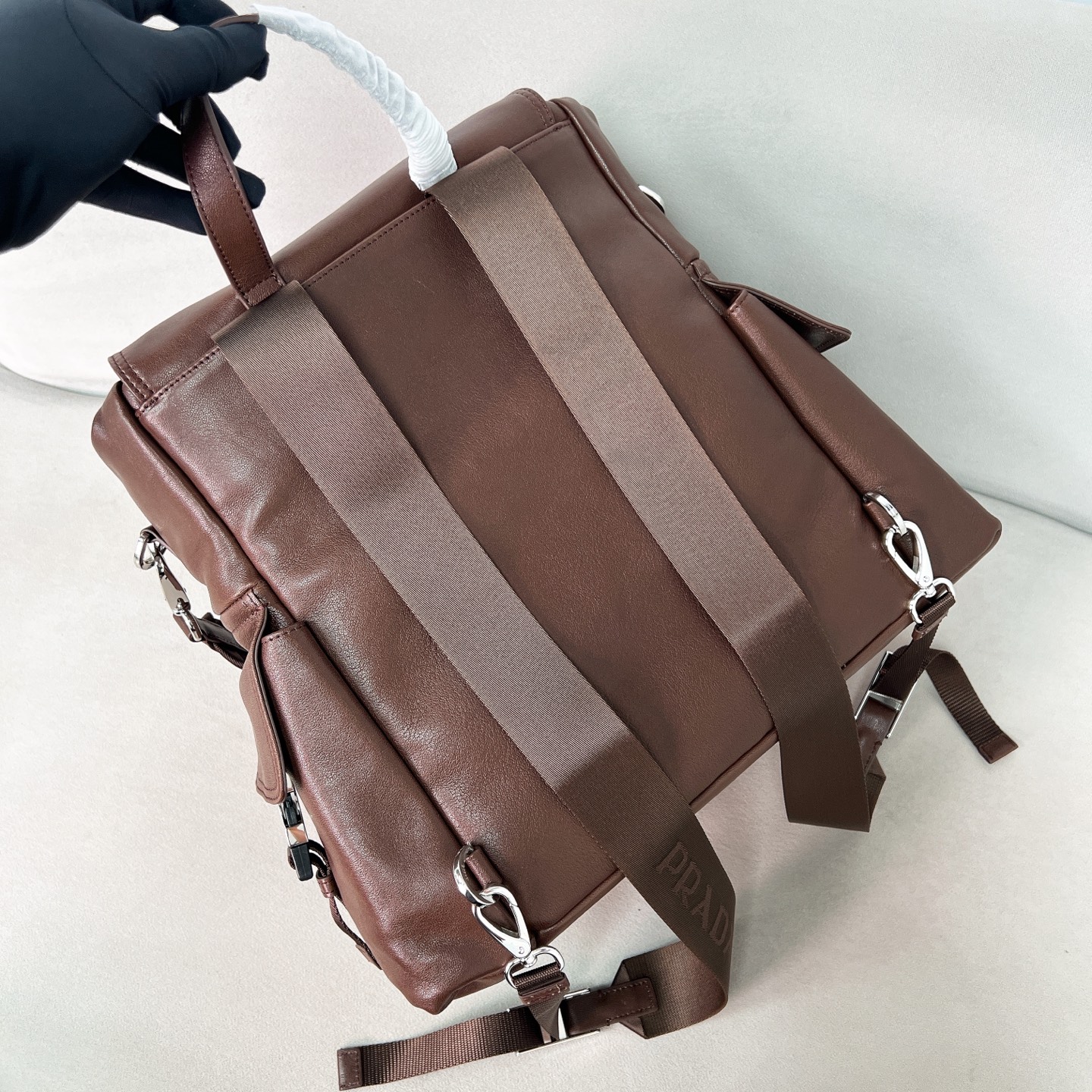 普拉达 PRADA  Explore  双肩包 尼龙 咖啡色 皮革  H0-2VZ118_2HE8_F0201