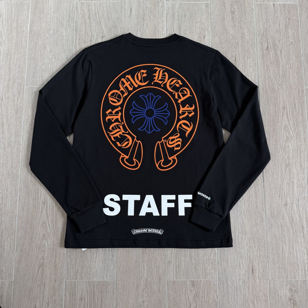 Chrome Hearts CH克罗心 长袖 袖子字体 后背大马蹄  STAFF黑橙