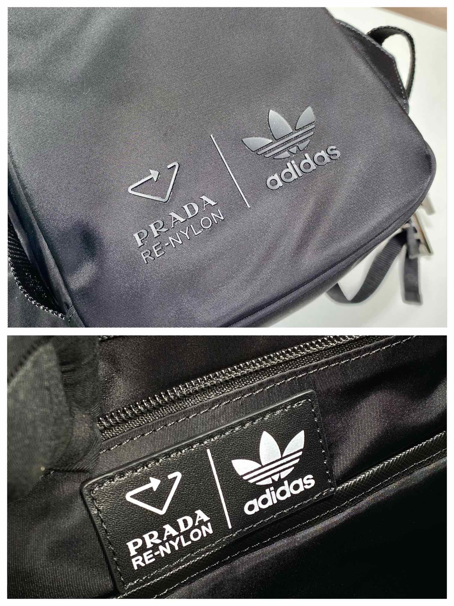 普拉达 PRADA  Re-Nylon 双肩包 黑色 白3杠 尼龙  H0-2VZ135 