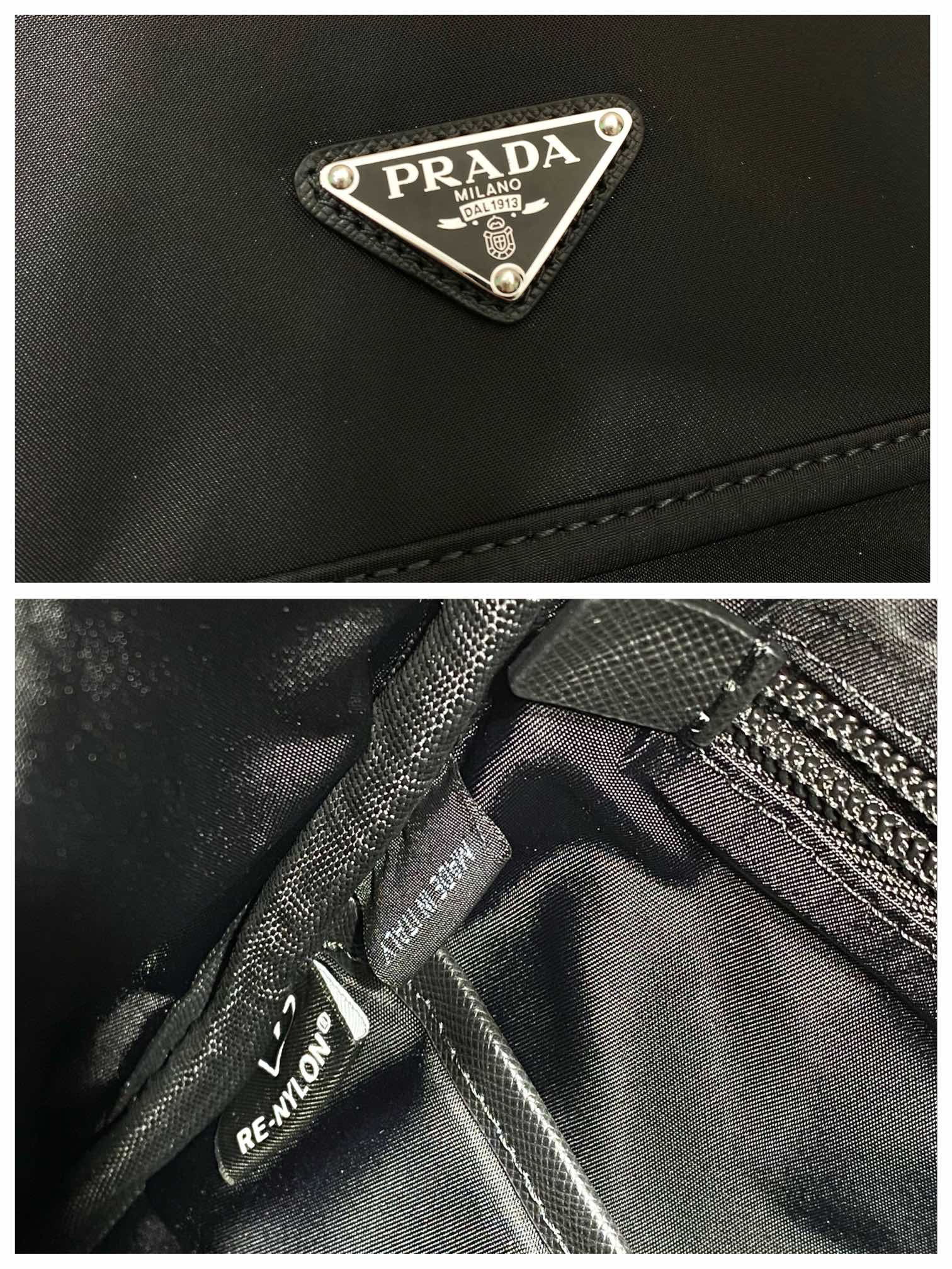 普拉达 PRADA  Re-Nylon 双肩包 黑色 白3杠 尼龙  H0-2VZ135 