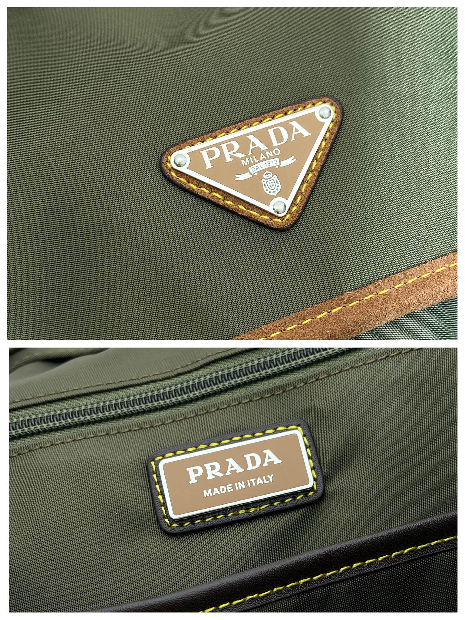 普拉达 PRADA  Re-Nylon 双肩包 军绿焦糖拼色 尼龙  H0-2VZ135_2CX2_F03UQ_V_HYL