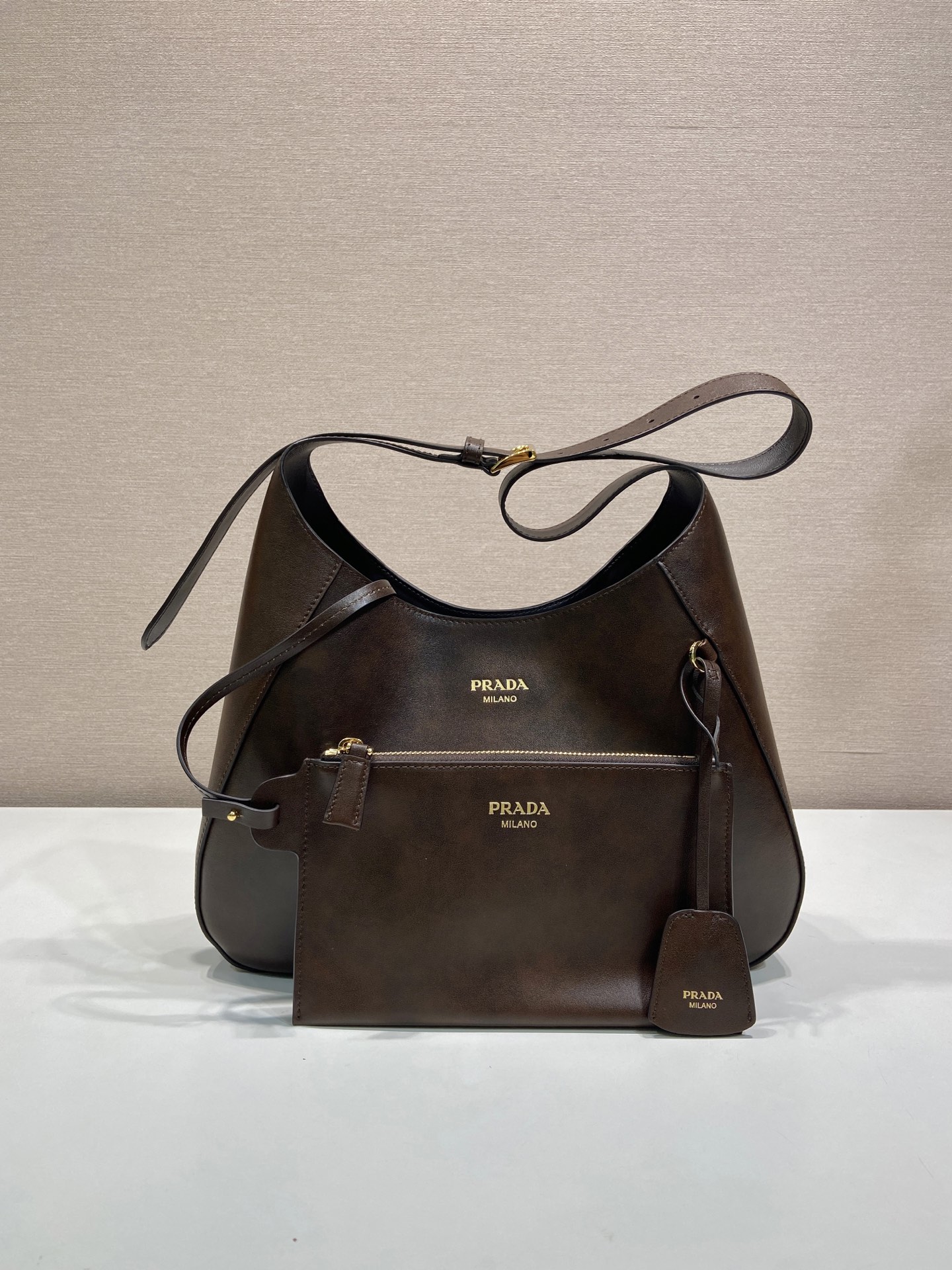 普拉达 PRADA  Boogie 单肩斜跨 包 棕红 皮革 H0-1BC300_2ZRN_F0324