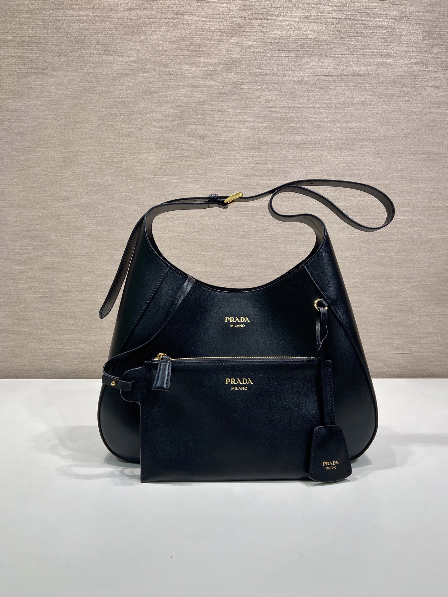普拉达 PRADA  Boogie 单肩斜跨 包 黑色 皮革 H0-1BC300
