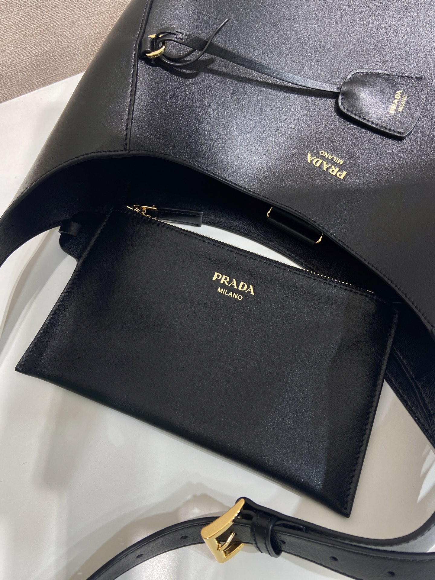 普拉达 PRADA  Boogie 单肩斜跨 包 黑色 皮革 H0-1BC299_2ZRN_F0002