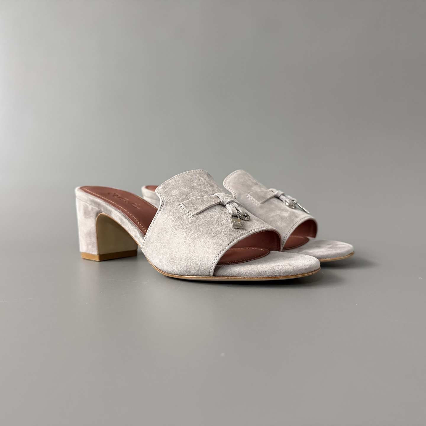 Women's LP Loro Piana SummerCharms 5.5cm Open-Toe Slip-On Slides with Pendant Detail