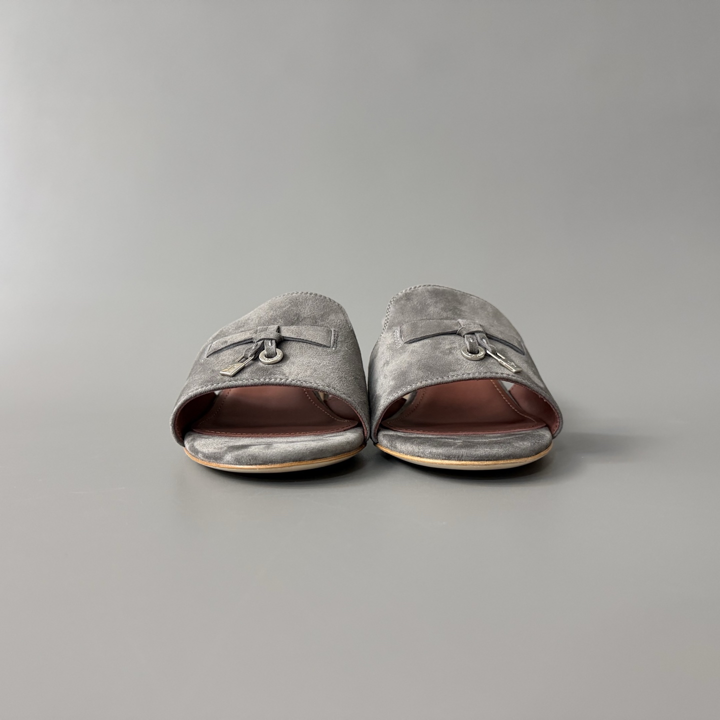 Women's LP Loro Piana SummerCharms 5.5cm Open-Toe Slip-On Slides with Pendant Detail
