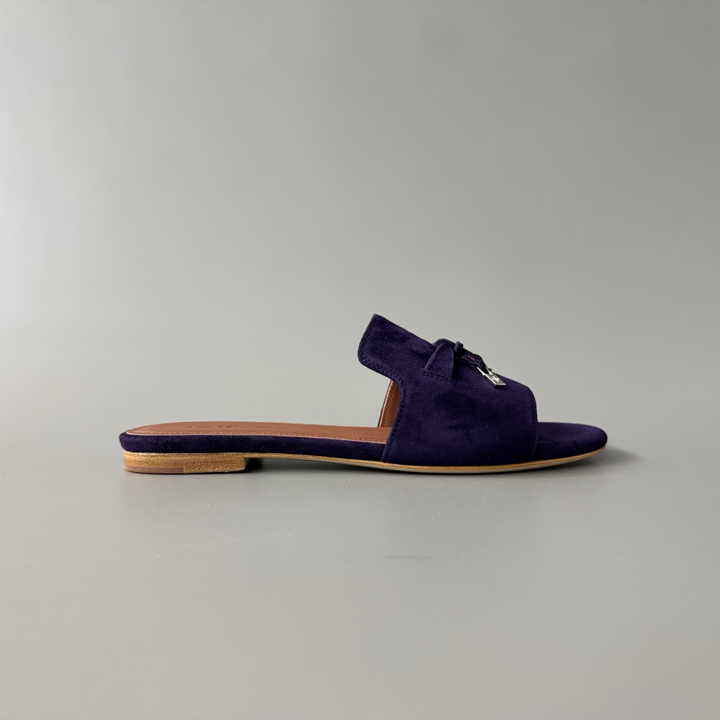 Women's LP Loro Piana Summer Charms Open-Toe Slip-On Slides with Pendant Detail