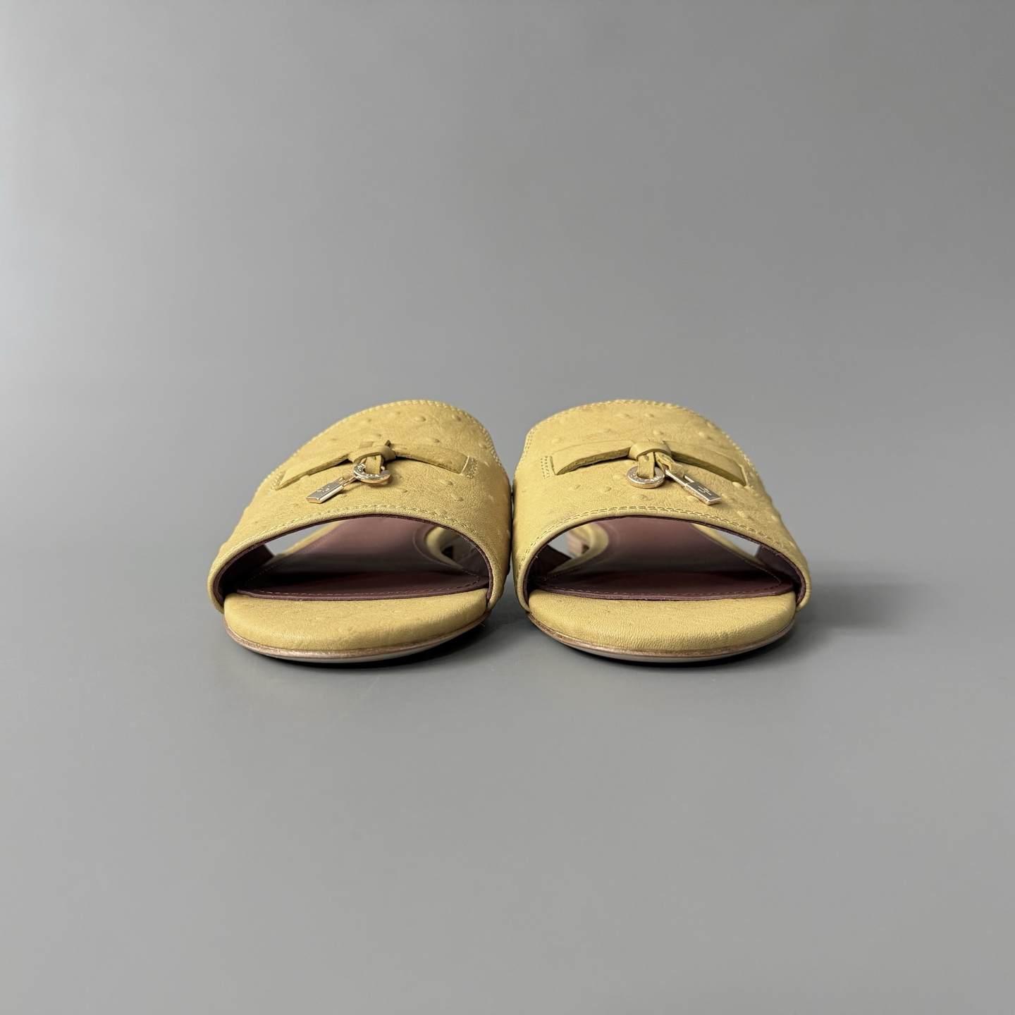 Women's LP Loro Piana Summer Charms Open-Toe Slip-On Slides with Pendant Detail