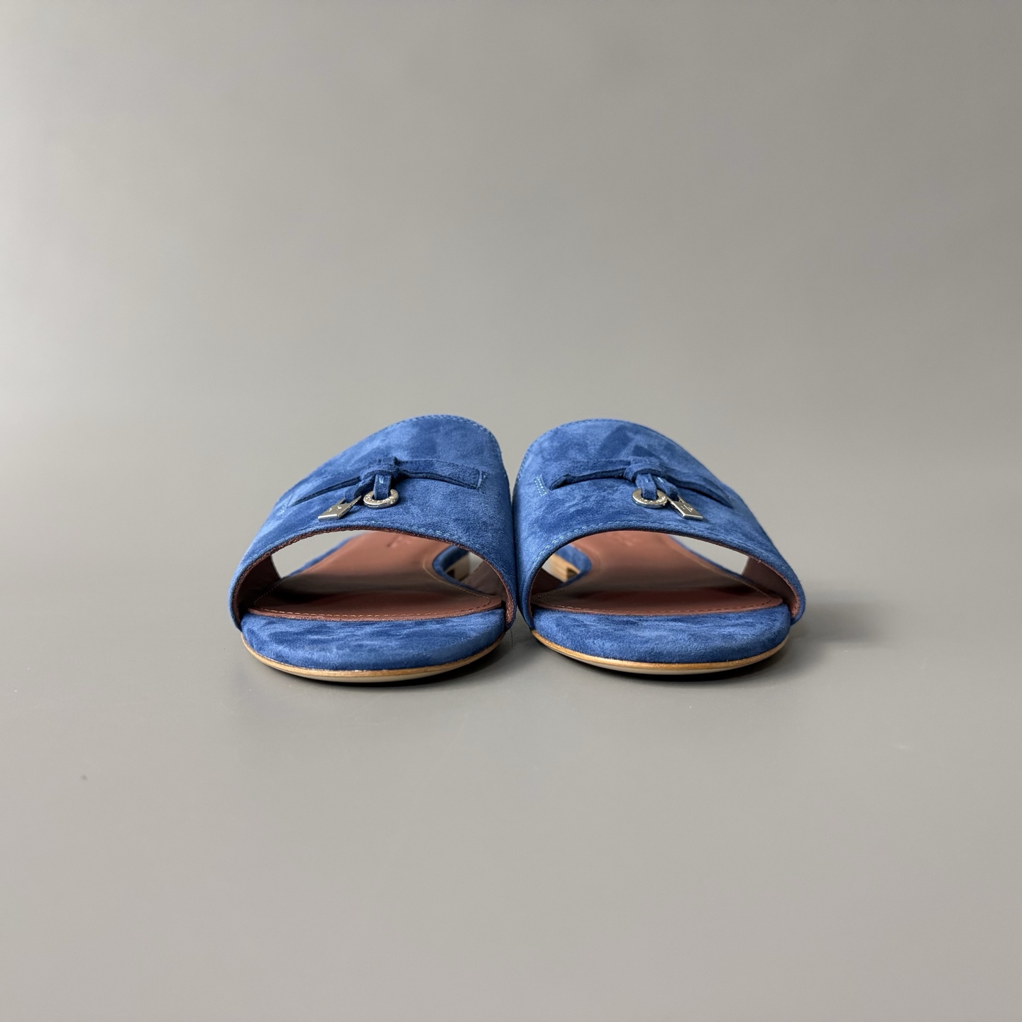   Women's LP Loro Piana Summer Charms Open-Toe Slip-On Slides with Pendant Detail