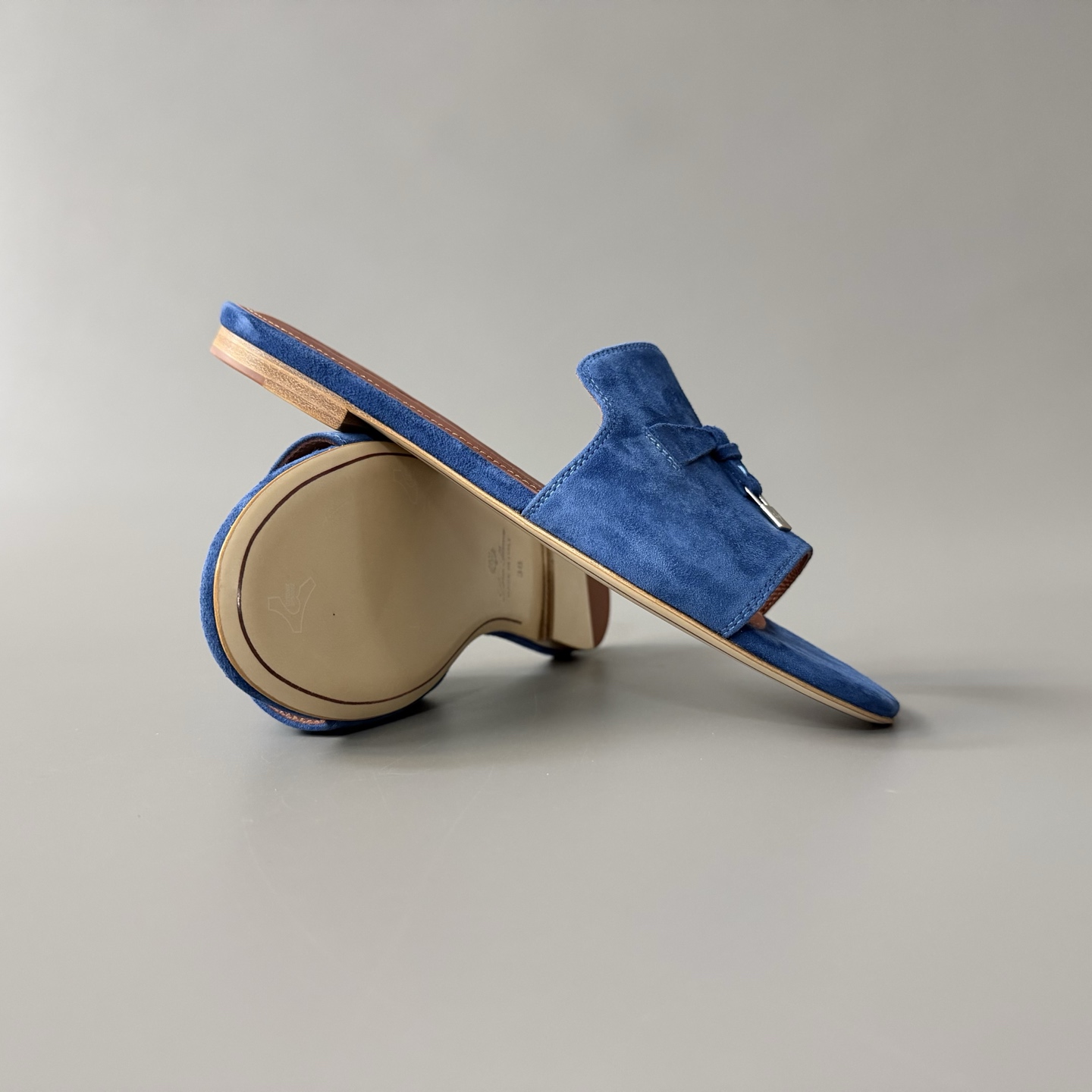   Women's LP Loro Piana Summer Charms Open-Toe Slip-On Slides with Pendant Detail