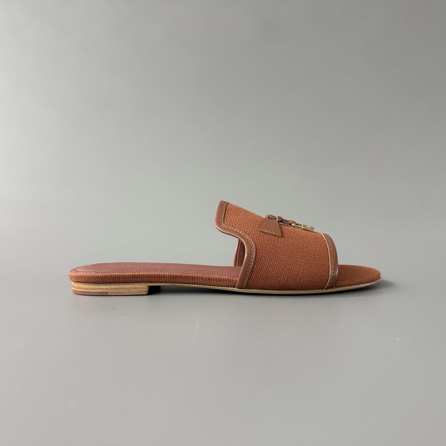 Women's LP Loro Piana Summer Charms Open-Toe Slip-On Slides with Pendant Detail