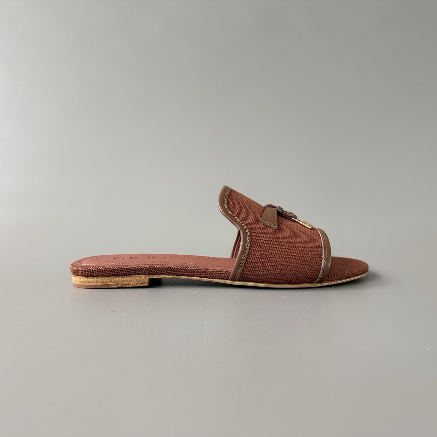 Women's LP Loro Piana Summer Charms Open-Toe Slip-On Slides with Pendant Detail