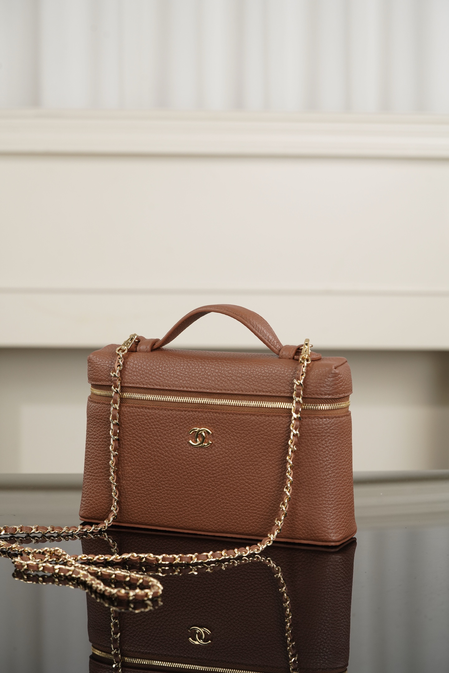 Chanel 26A Medium Brown Calfskin Handbag/Vanity Case A20