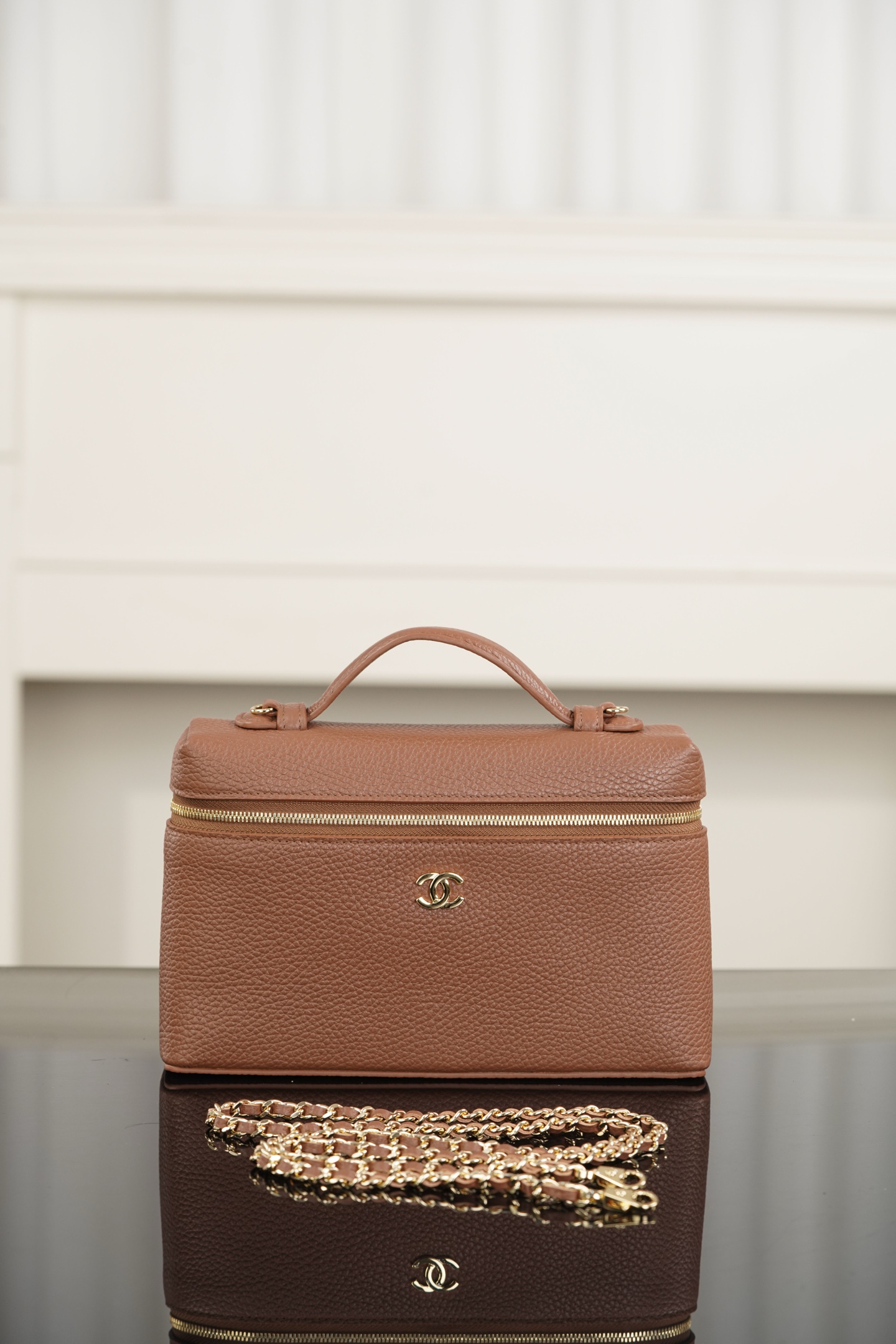 Chanel 26A Medium Brown Calfskin Handbag/Vanity Case A20