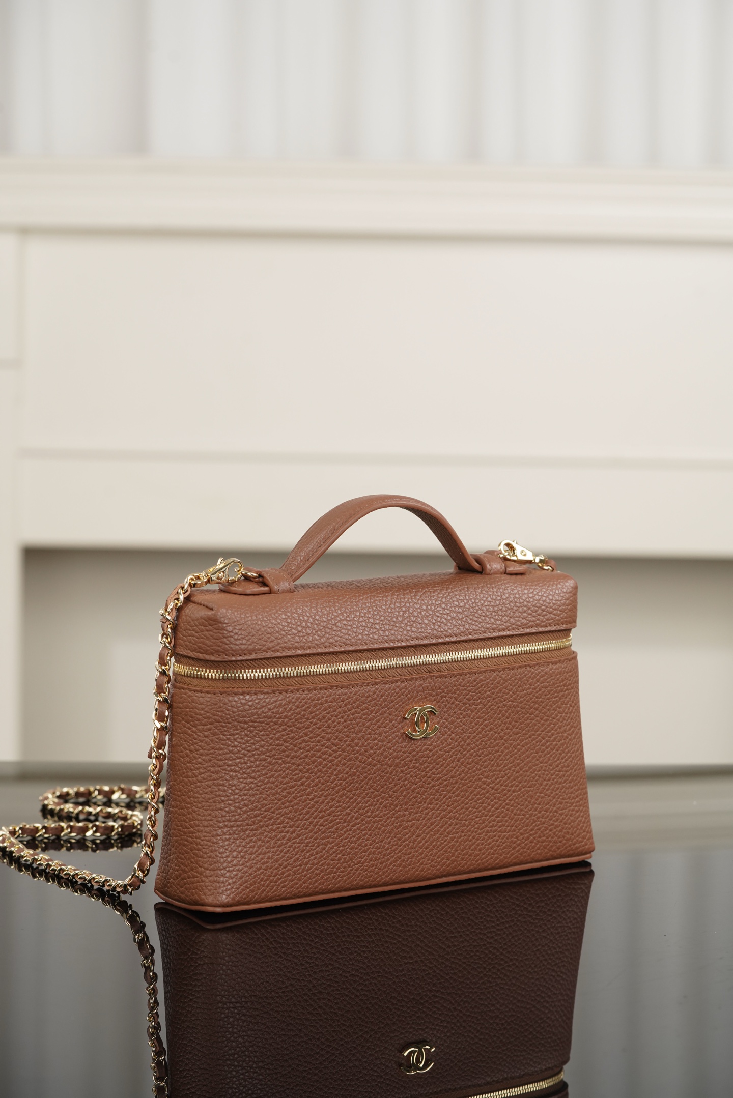 Chanel 26A Medium Brown Calfskin Handbag/Vanity Case A20