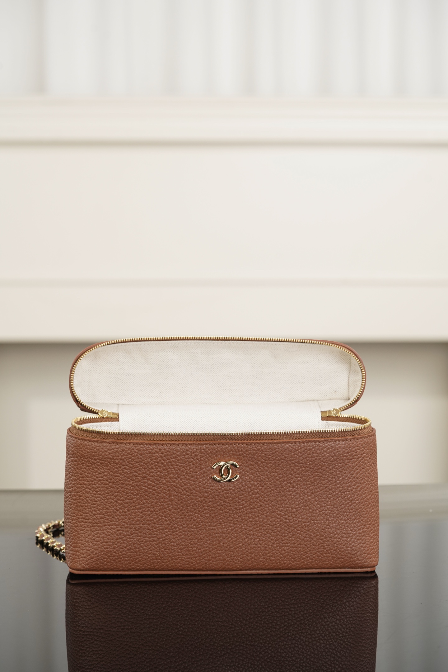 Chanel 26A Medium Brown Calfskin Handbag/Vanity Case A20