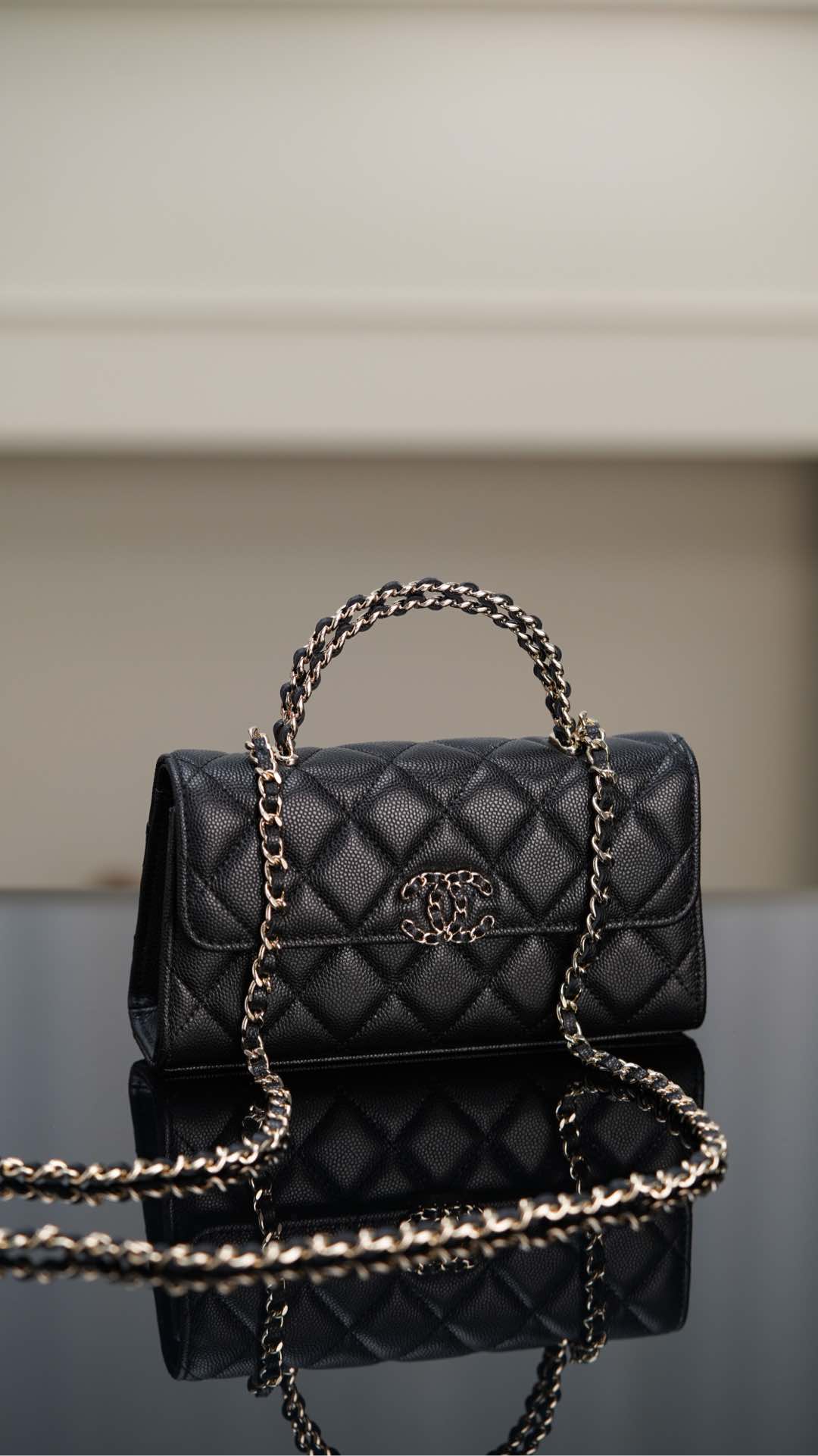 Chanel 25S Kelly – Black Lambskin Crossbody Bag – A20- 