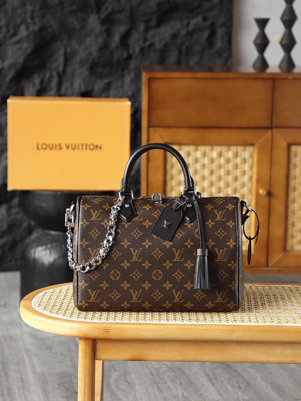LOUIS VUITTON LV Speedy 30  全钢五金 经典老花 印花 拉链 涂层帆布 手提 斜挎单肩包 棕色A0 M12243