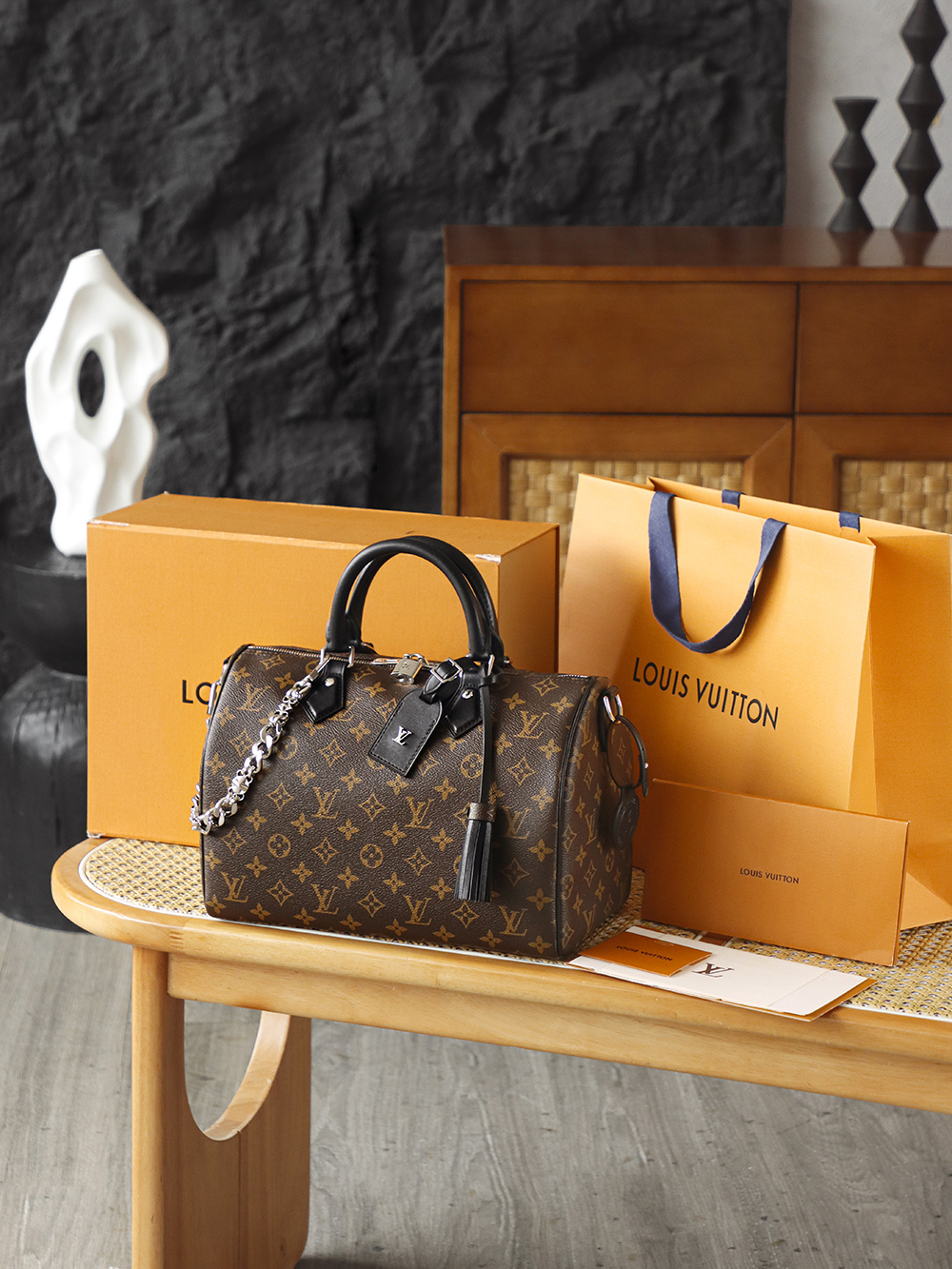 LOUIS VUITTON LV Speedy 30  全钢五金 经典老花 印花 拉链 涂层帆布 手提 斜挎单肩包 棕色A0 M12243