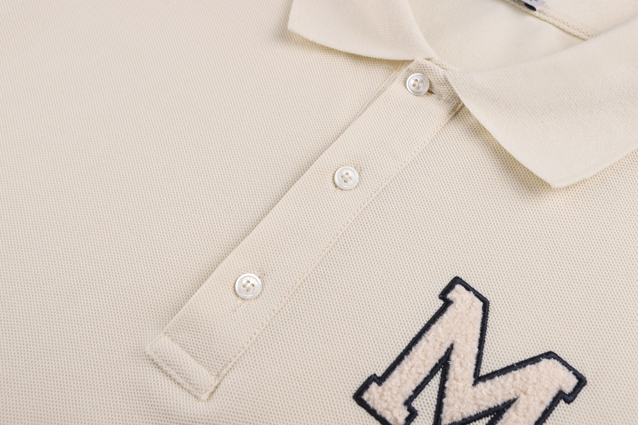 Moncler 蒙口 字母组合珠地Polo衫 短袖 T恤 夏季 米白色 黑蓝色 A2 