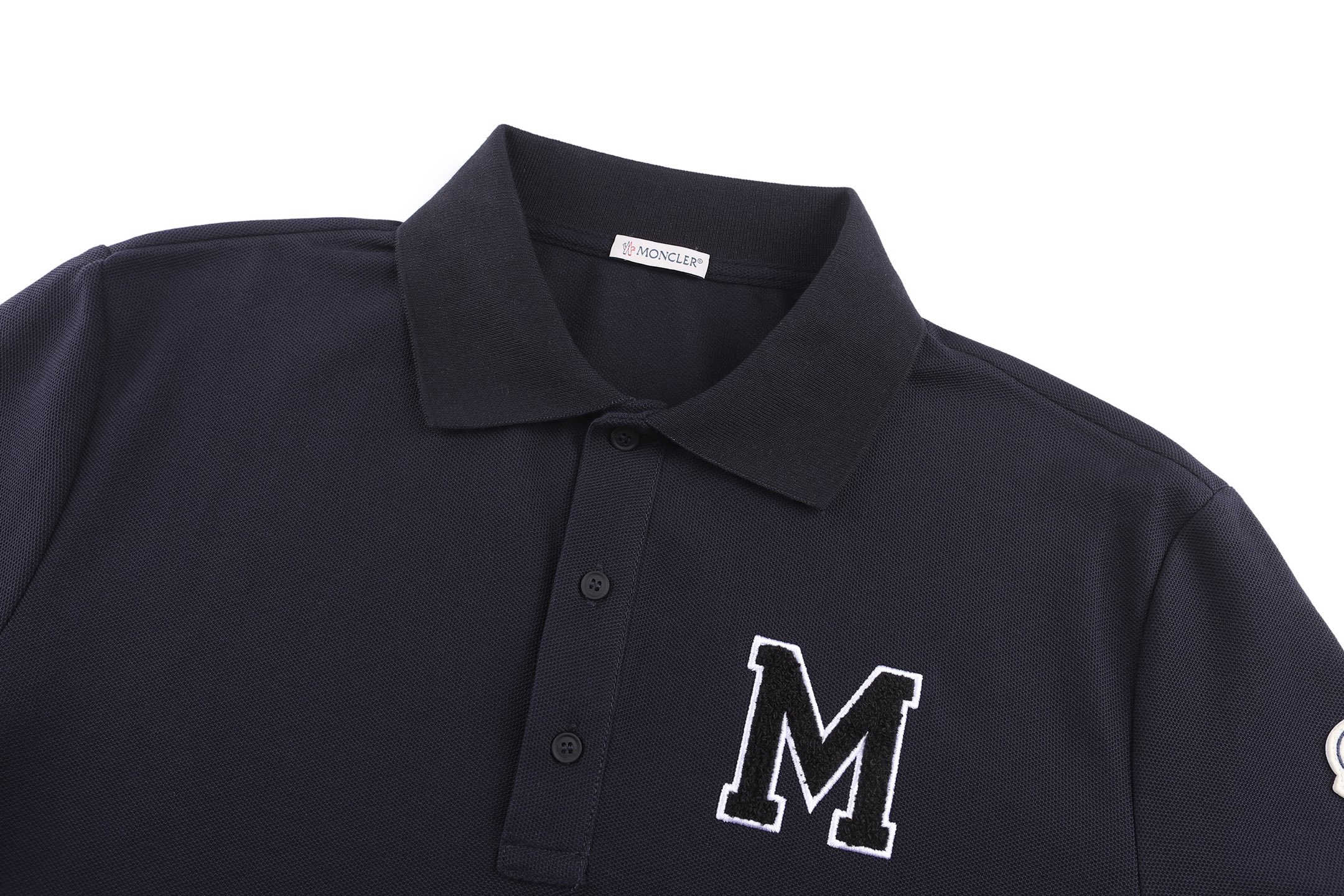Moncler 蒙口 字母组合珠地Polo衫 短袖 T恤 夏季 米白色 黑蓝色 A2 