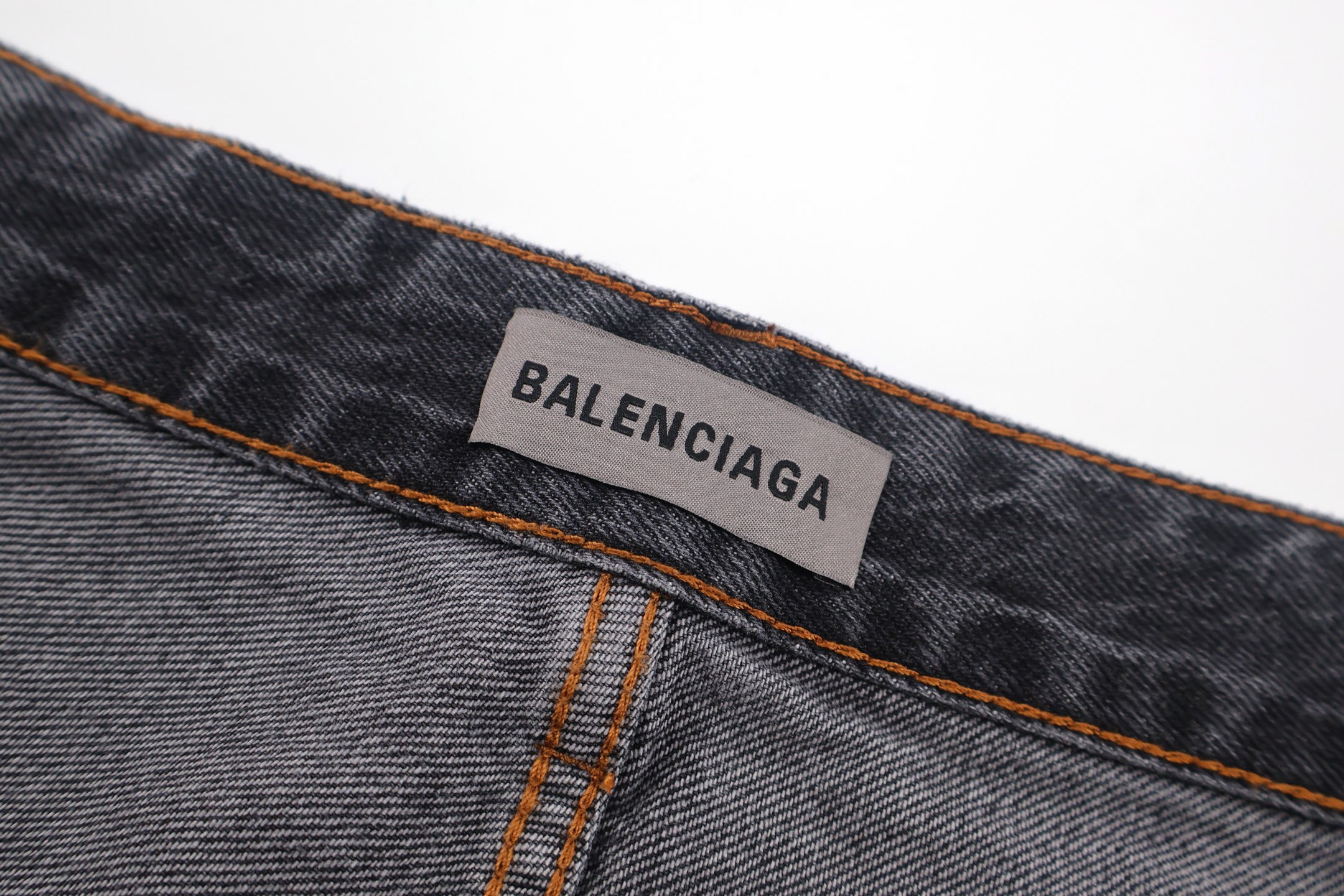 Balenciaga 巴黎世家 剪刀印花刺绣做旧阔腿牛仔裤 长裤 裤子 黑色 C0