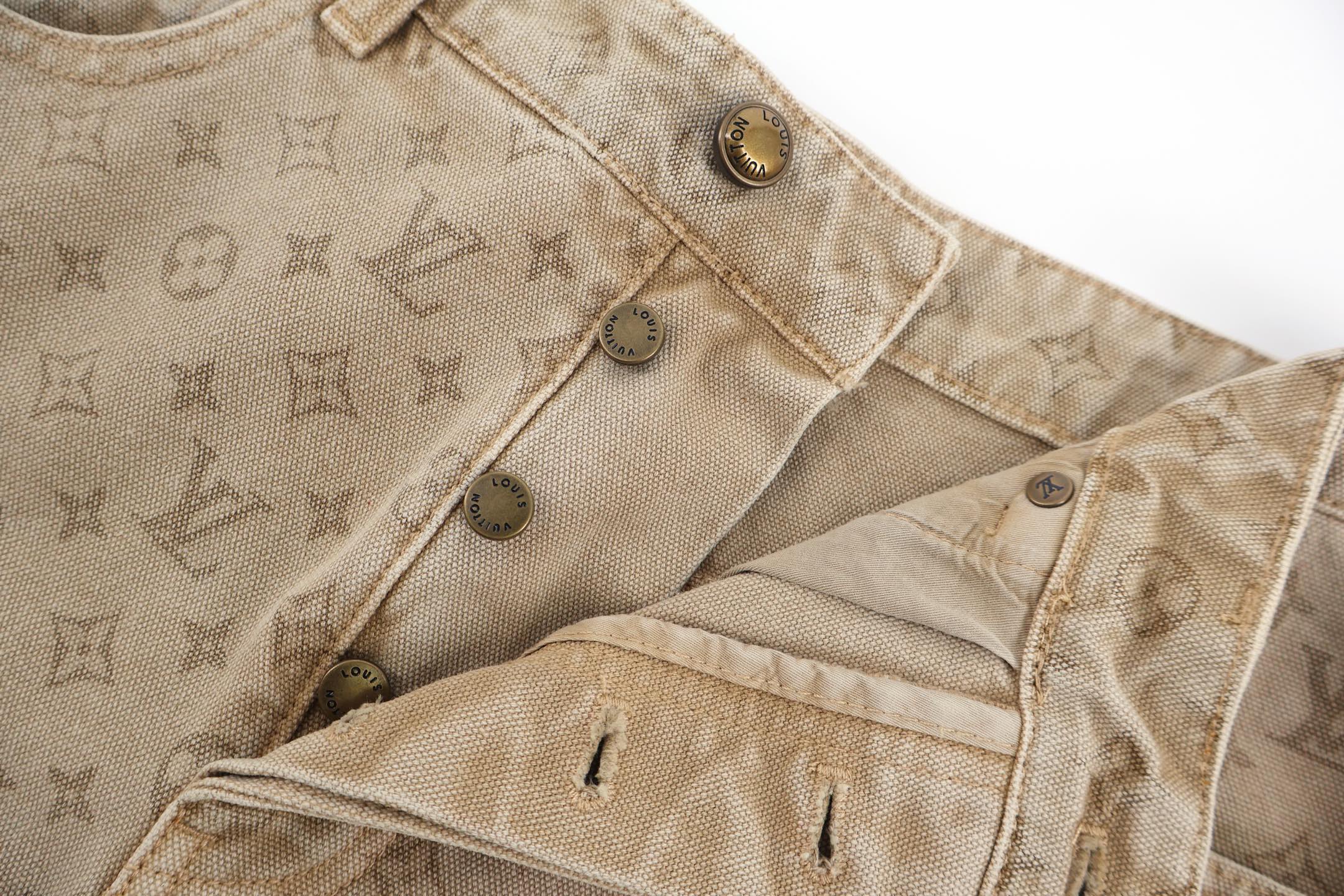LOUIS VUITTON 路易威登 暗纹渐变提花牛仔裤 休闲裤 裤子 长裤 驼色 C0