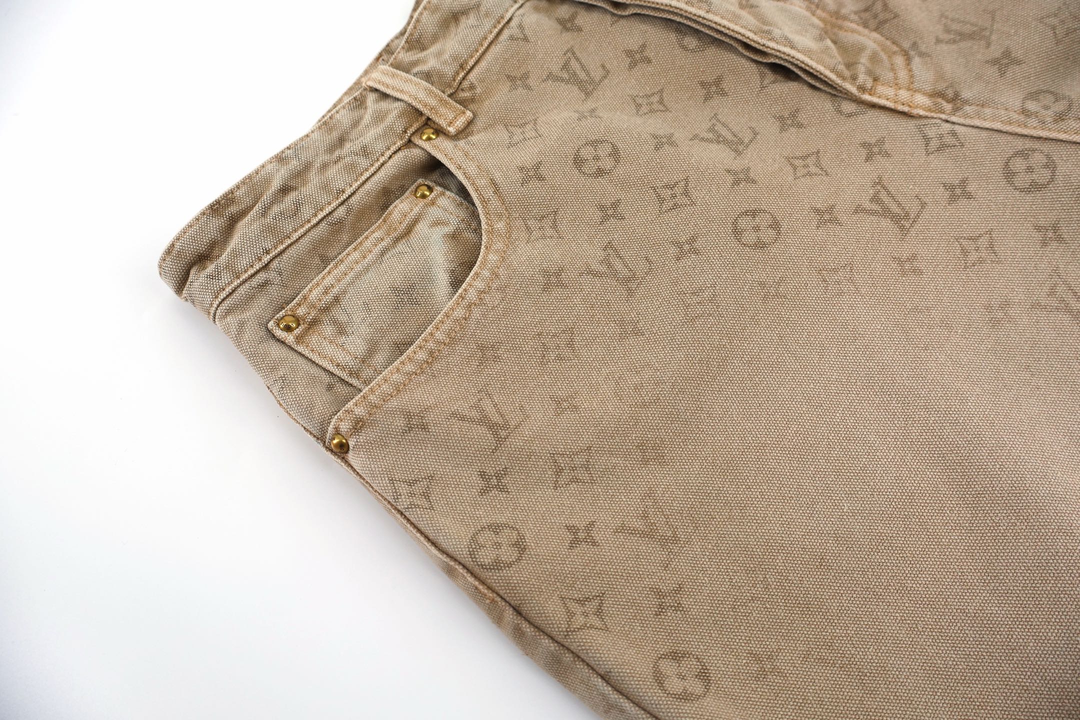 LOUIS VUITTON 路易威登 暗纹渐变提花牛仔裤 休闲裤 裤子 长裤 驼色 C0