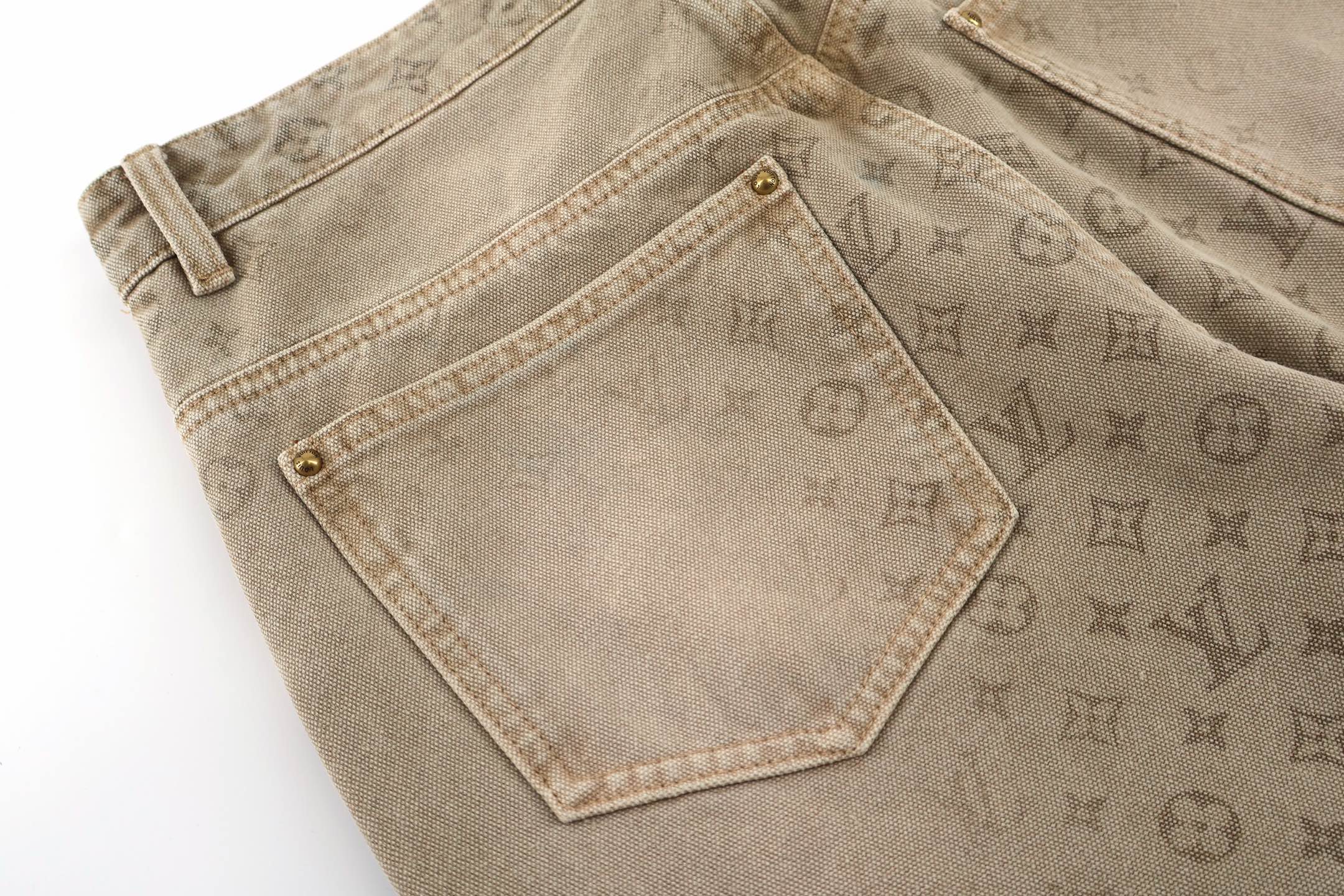 LOUIS VUITTON 路易威登 暗纹渐变提花牛仔裤 休闲裤 裤子 长裤 驼色 C0