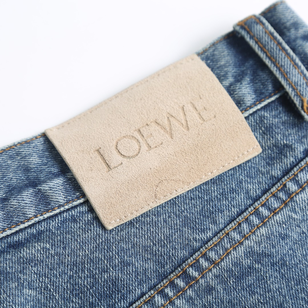 Loewe 罗意威 丹宁皮口袋牛仔裤 长裤 裤子 休闲裤 蓝色 黑色 B5
