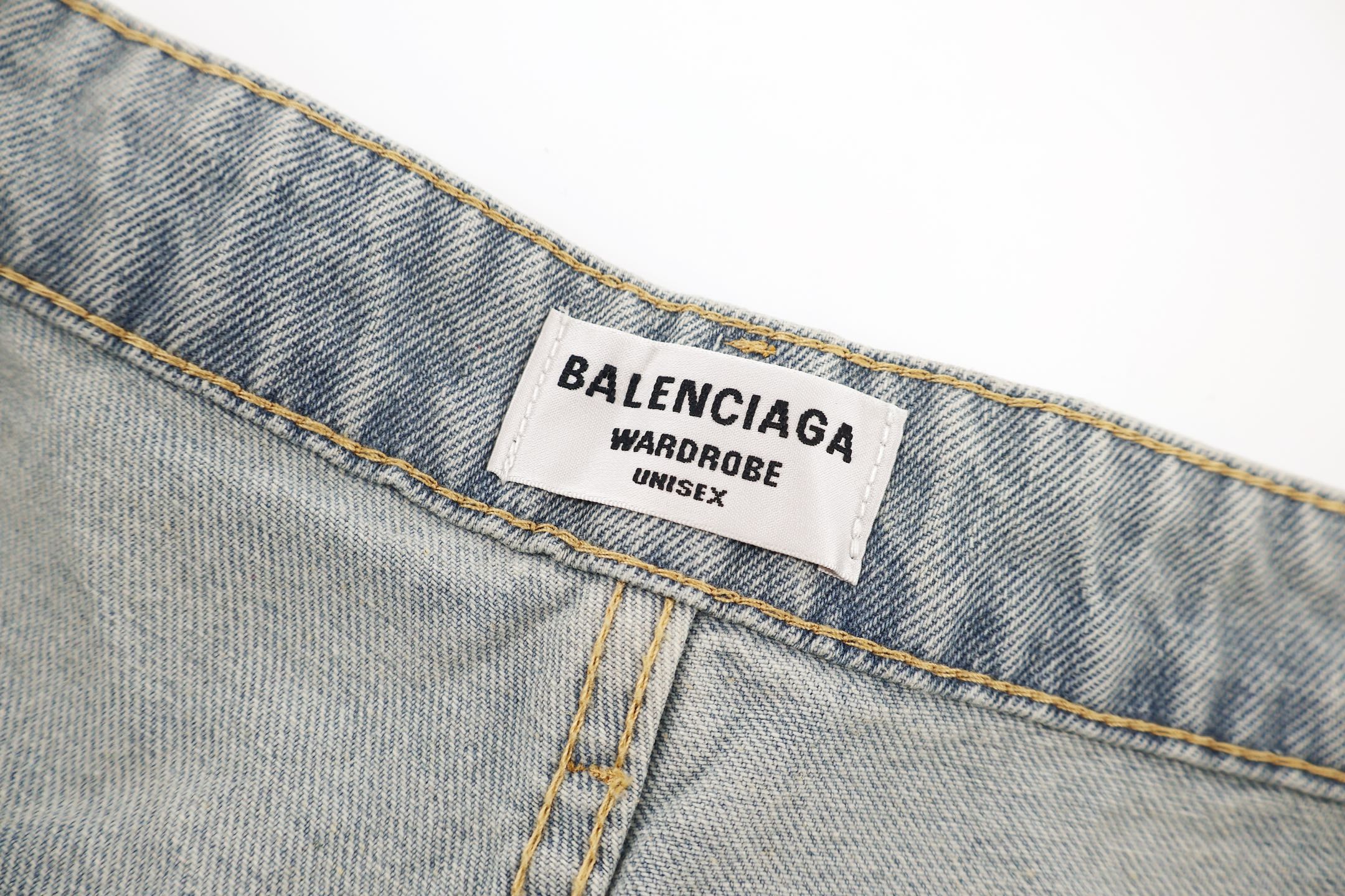 Balenciaga 巴黎世家 做旧工装牛仔裤 长裤 裤子 休闲裤 蓝色 B5
