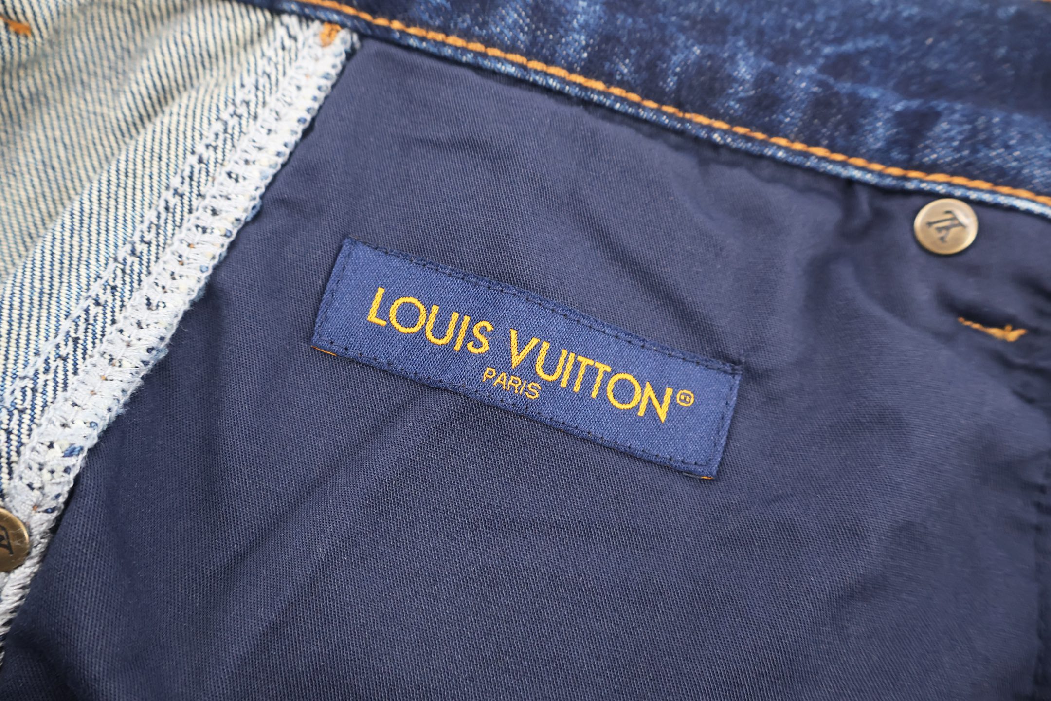 LOUIS VUITTON 路易威登 浮雕压花牛仔裤 裤子 长裤 蓝色 C0 