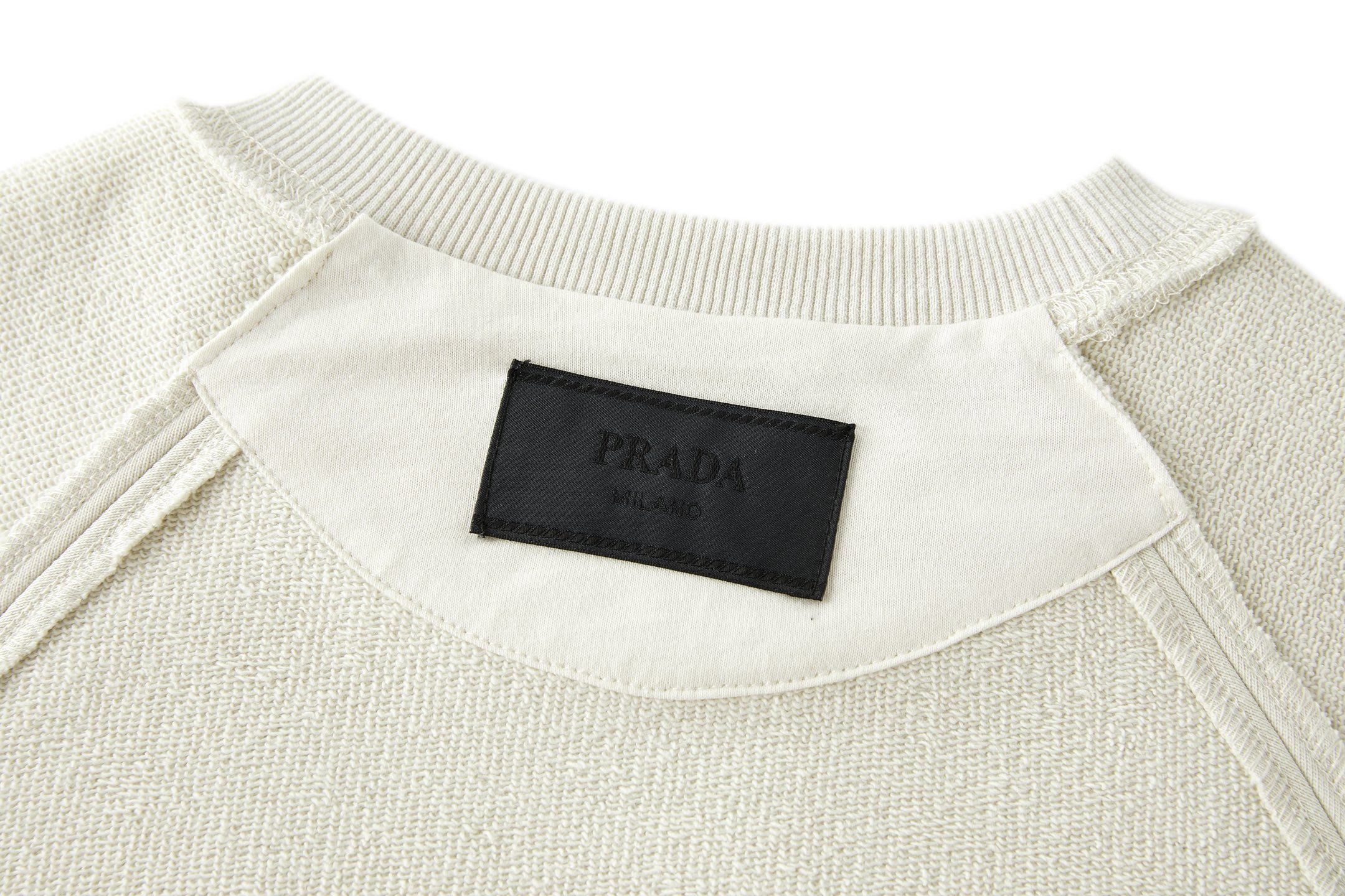 PRADA 普拉达 织物小标圆领卫衣 外套 长袖 米白色 A5