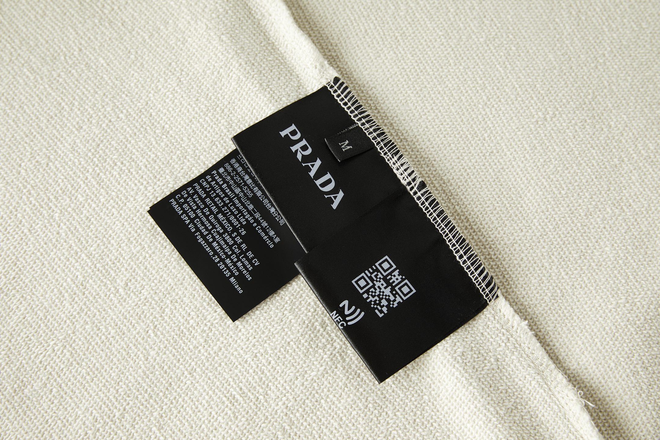 PRADA 普拉达 织物小标圆领卫衣 外套 长袖 米白色 A5
