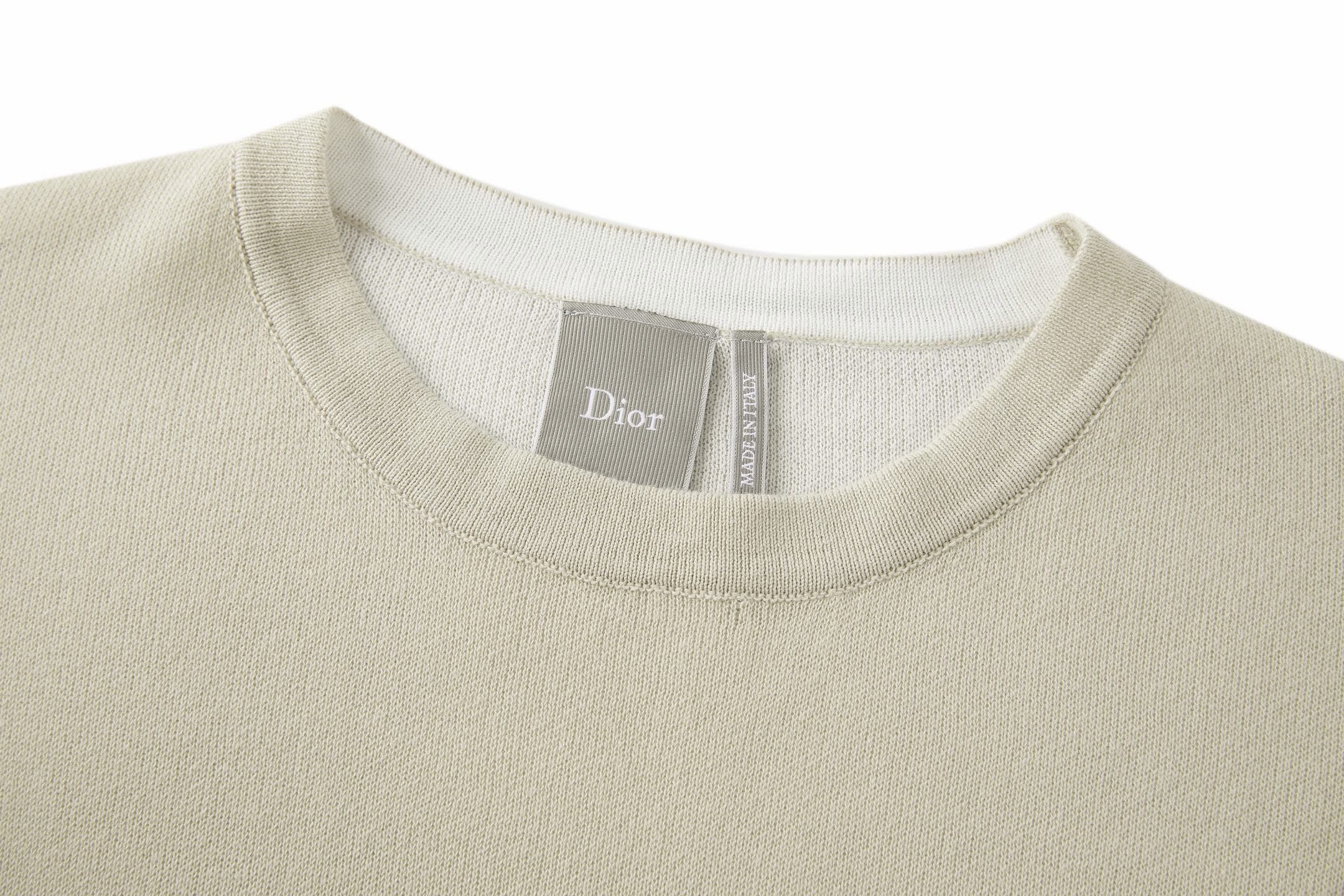 DIOR 迪奥 字母标识提花针织圆领短袖 针织衫 T恤 卡其色 B0