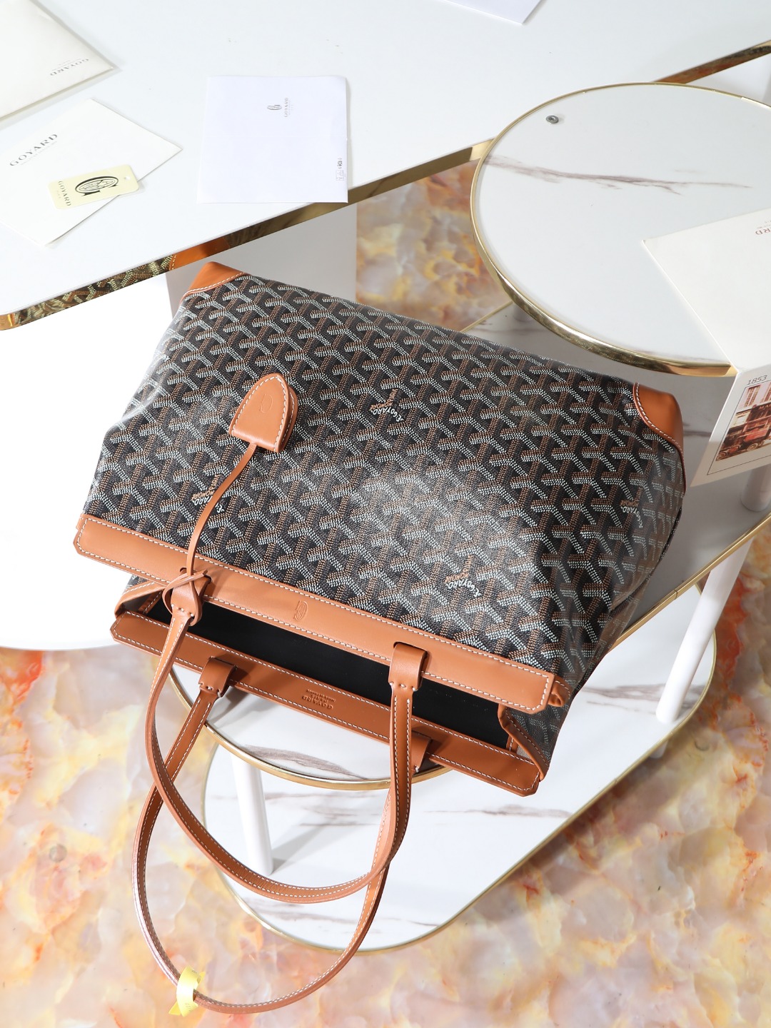 GOYARD 戈雅  托特手提 Biaude -Tote Bag (Canvas and Leather) — Dual-Use Handheld/Shoulder Bag-F0-BELBIAPMLTY