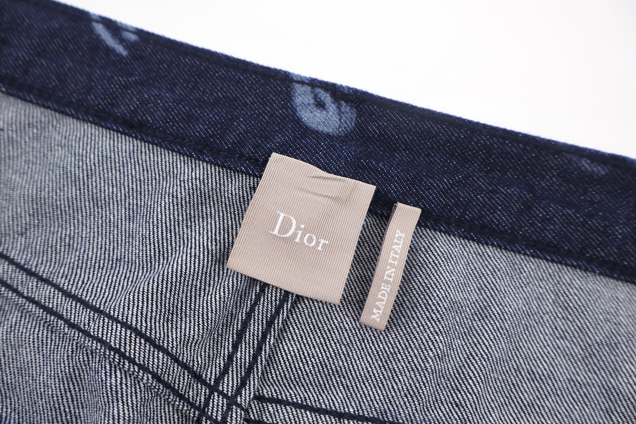 DIOR 迪奥 花卉提花工装牛仔裤 短裤 休闲裤 裤子 五分裤 蓝色 B5