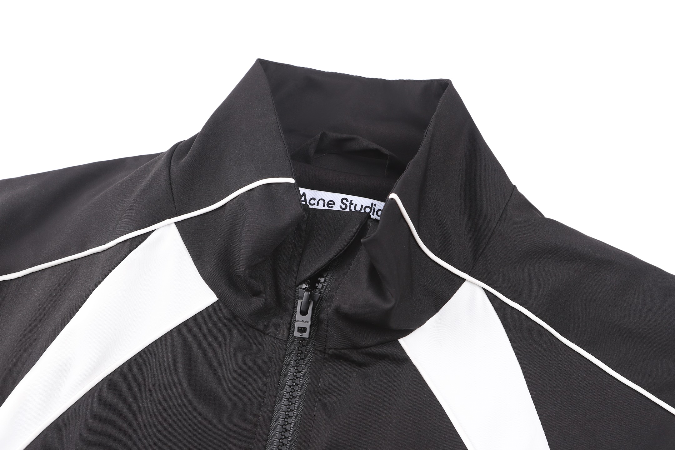 Acne Studios 撞色徽标刺绣宽松拉链立领夹克 外套 长袖 黑色 B5