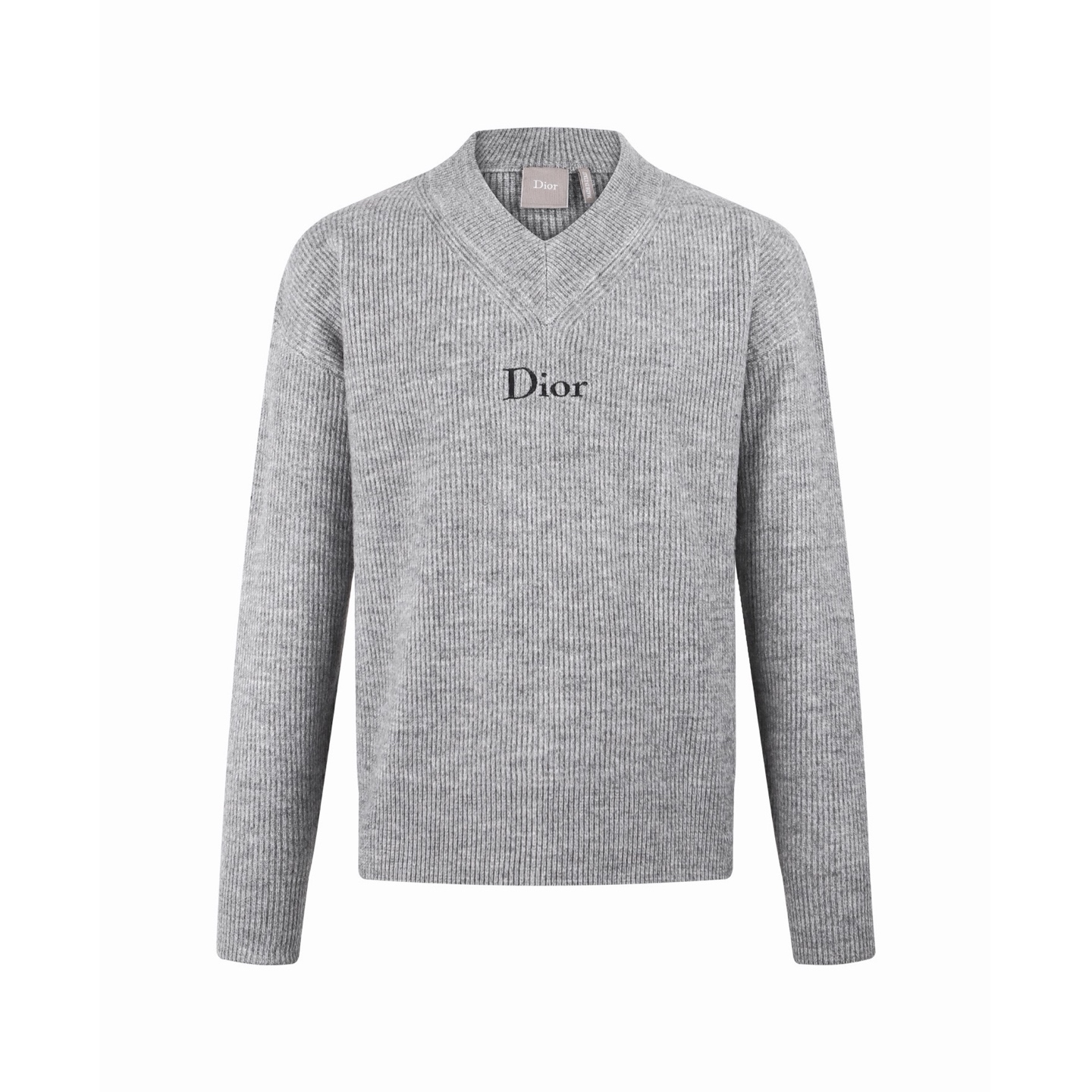 DIOR 迪奥 字母刺绣V领羊毛针织衫 毛衣 秋冬 外套 长袖 灰色 B0 