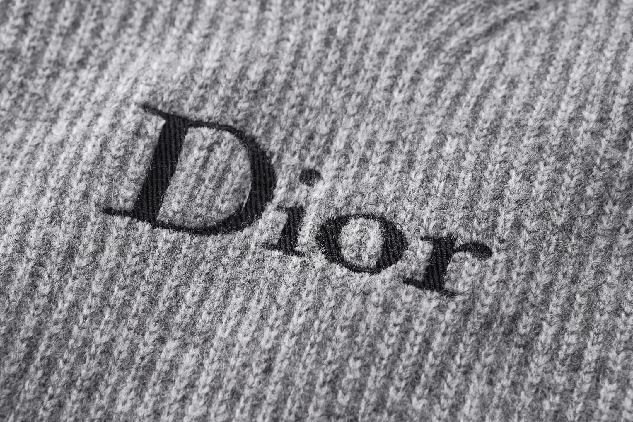 DIOR 迪奥 字母刺绣V领羊毛针织衫 毛衣 秋冬 外套 长袖 灰色 B0 