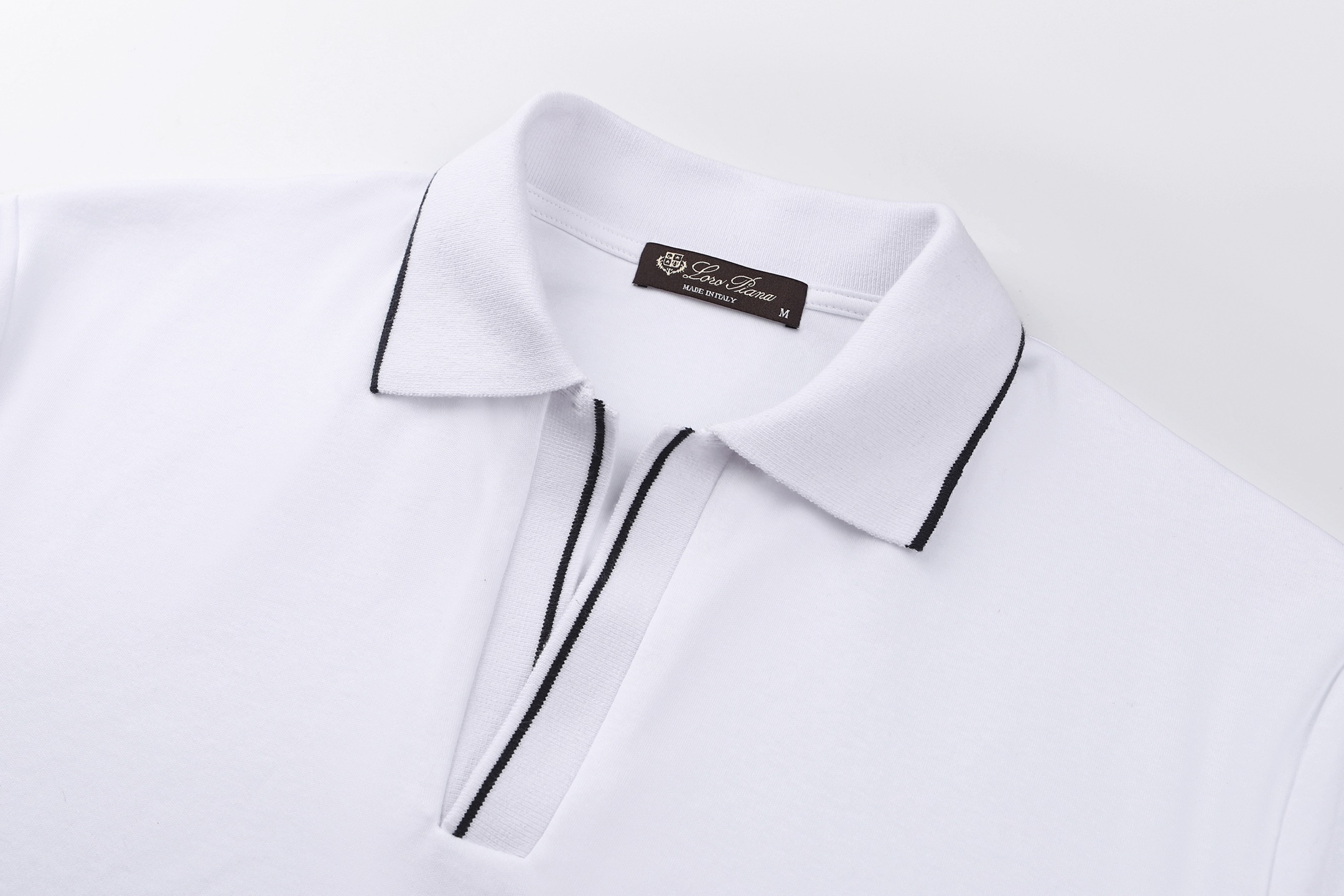 Loro Piana LP 撞色领口Polo衫 短袖 夏季 白色 A2