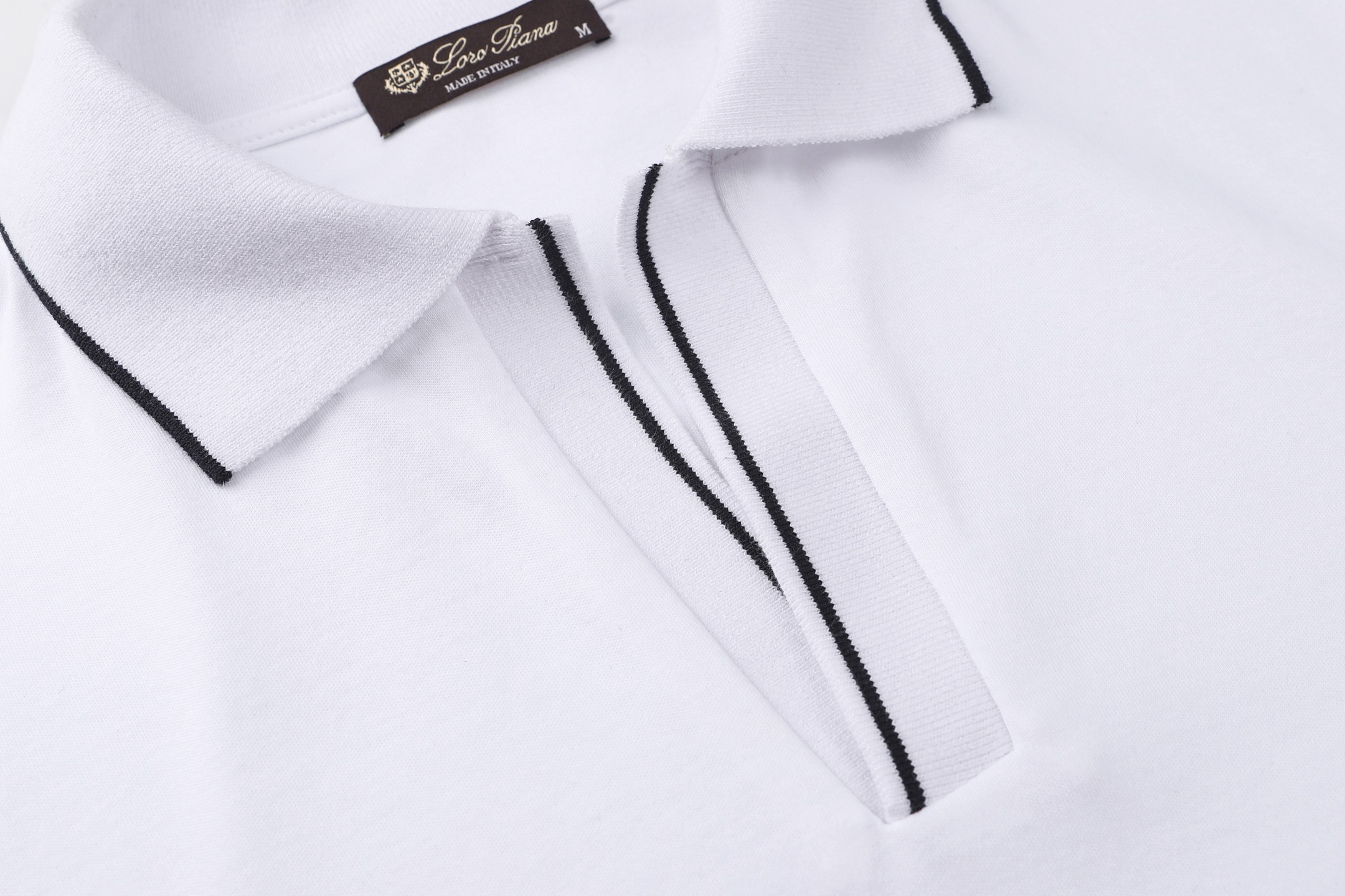 Loro Piana LP 撞色领口Polo衫 短袖 夏季 白色 A2
