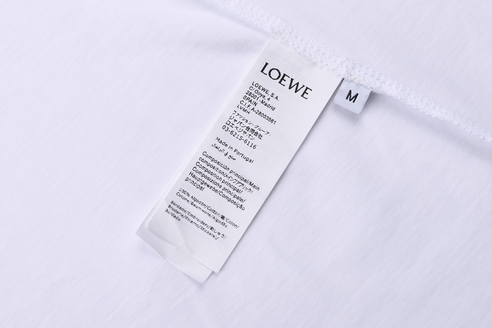 Loewe 罗意威 刺绣logo口袋圆领短袖 T恤 白色 黑色 A0 
