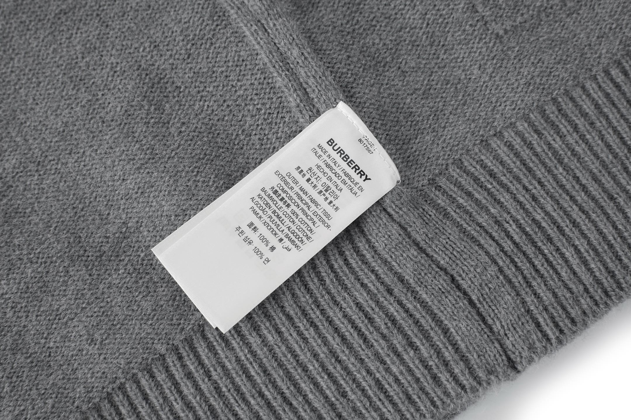 Burberry 巴宝莉 战马提花标识针织毛衣 针织衫 圆领 长袖 米白色 黑色 蓝色 灰色 B0 
